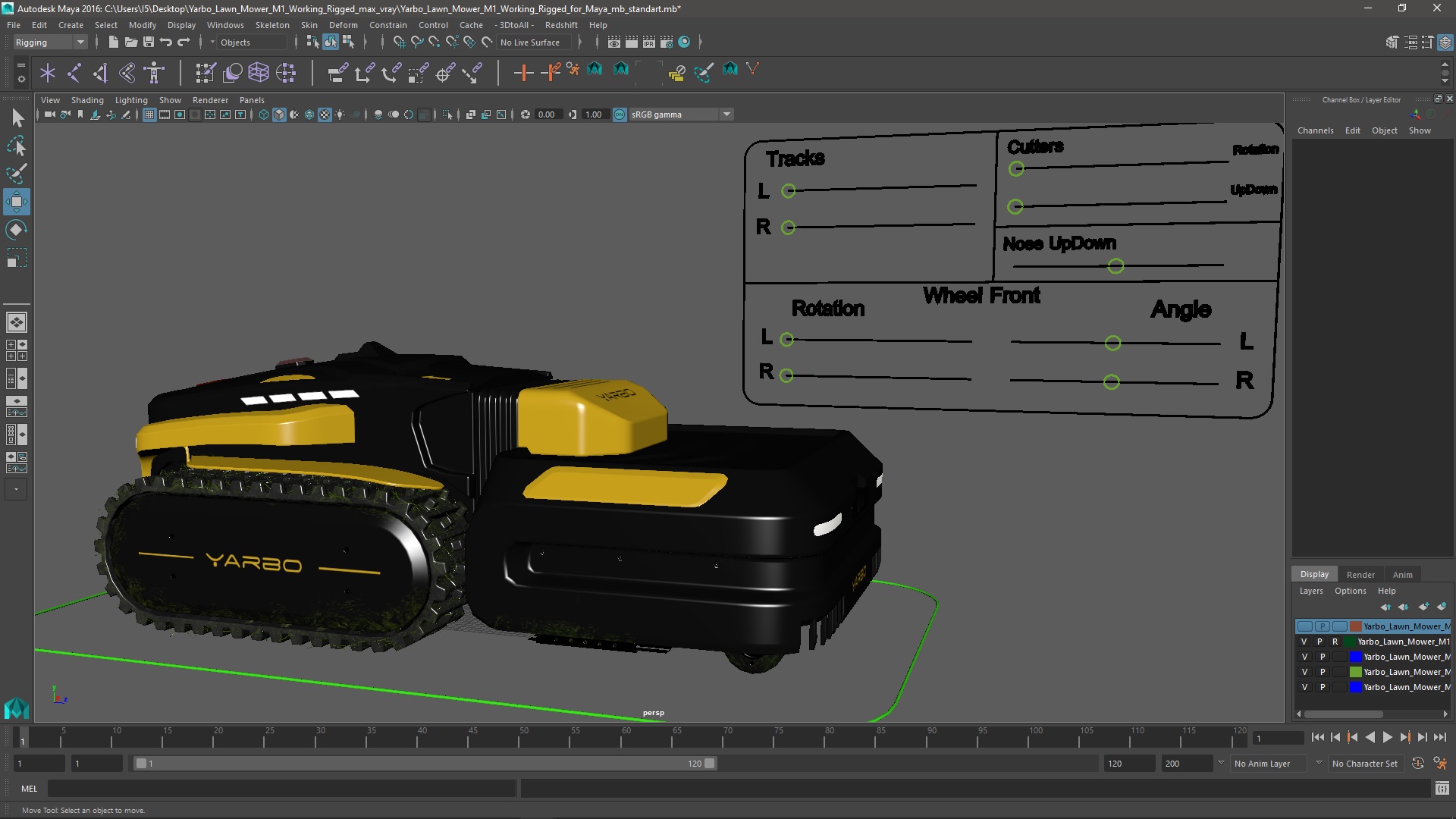3D Yarbo Lawn Mower M1 Working Rigged for Maya model