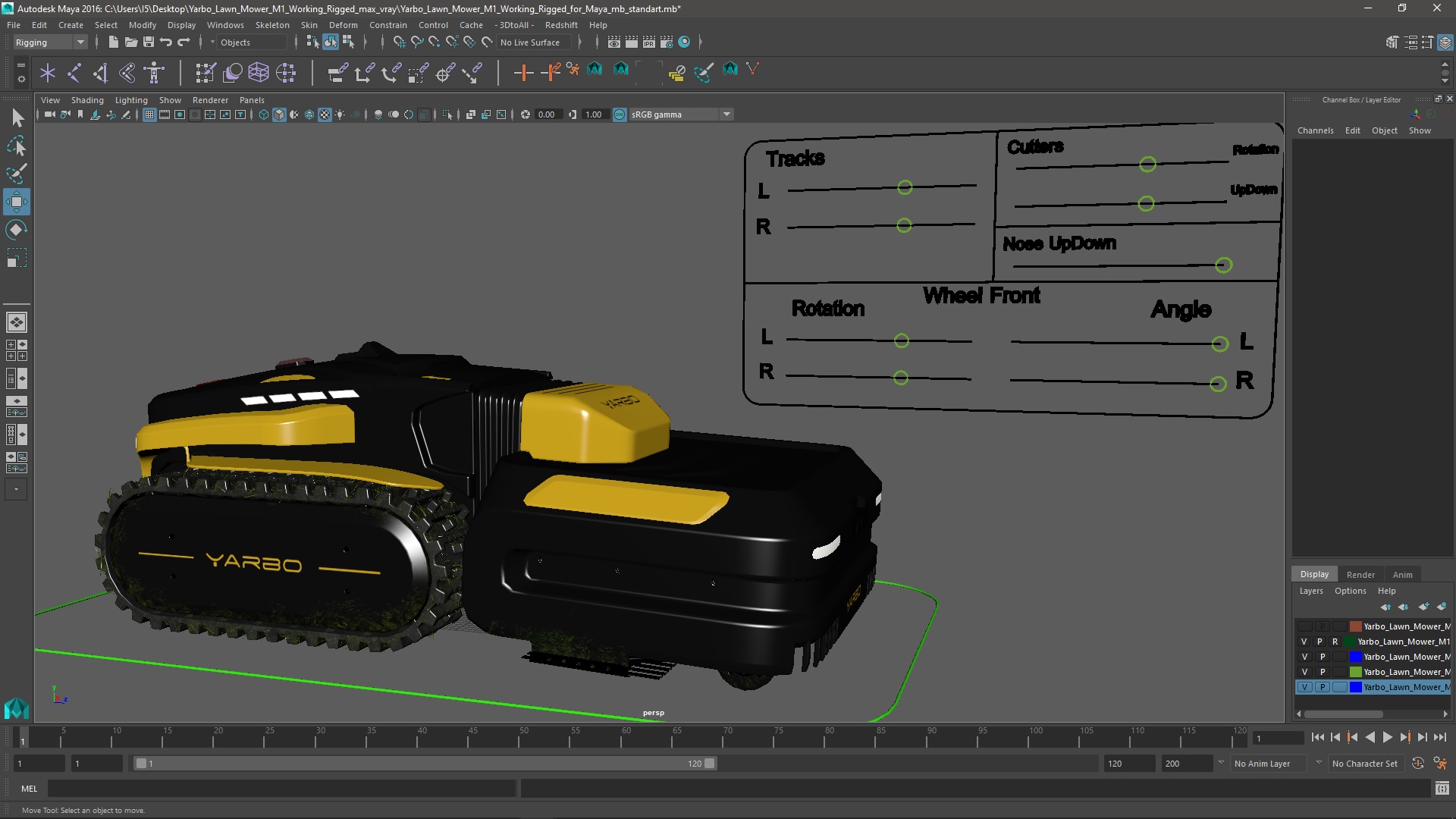 3D Yarbo Lawn Mower M1 Working Rigged for Maya model