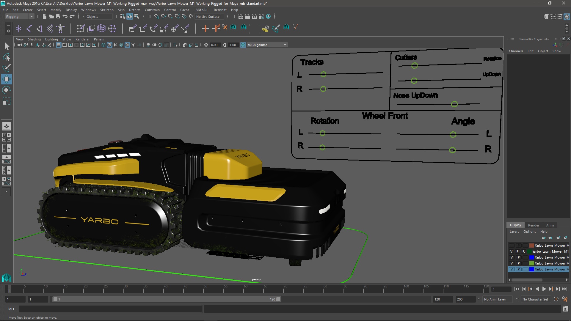 3D Yarbo Lawn Mower M1 Working Rigged for Maya model