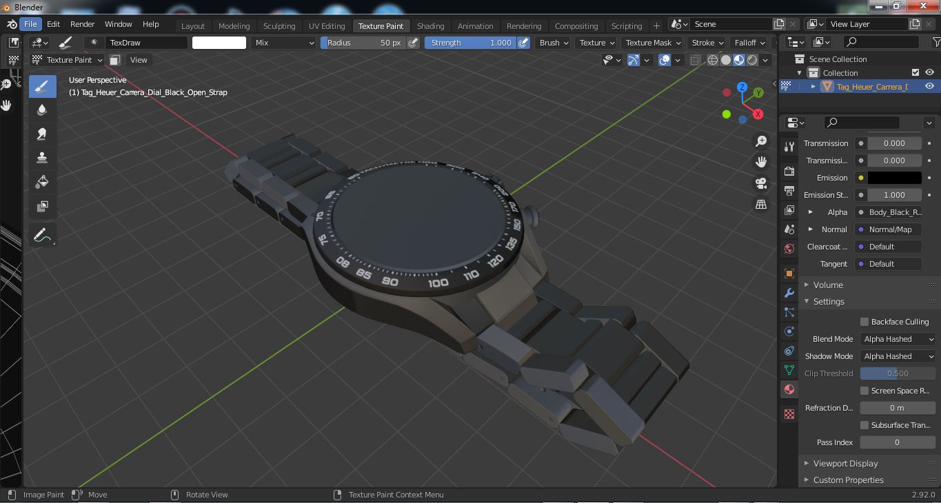 Tag Heuer Carrera Dial Black Open Strap 3D model