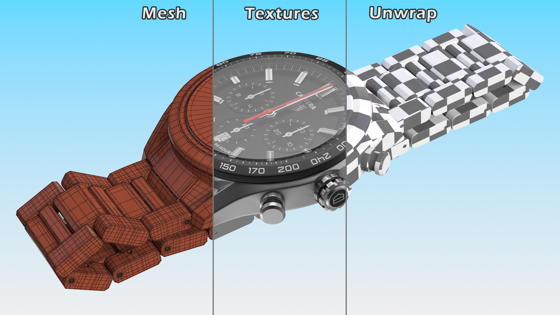 Tag Heuer Carrera Dial Black Open Strap 3D model
