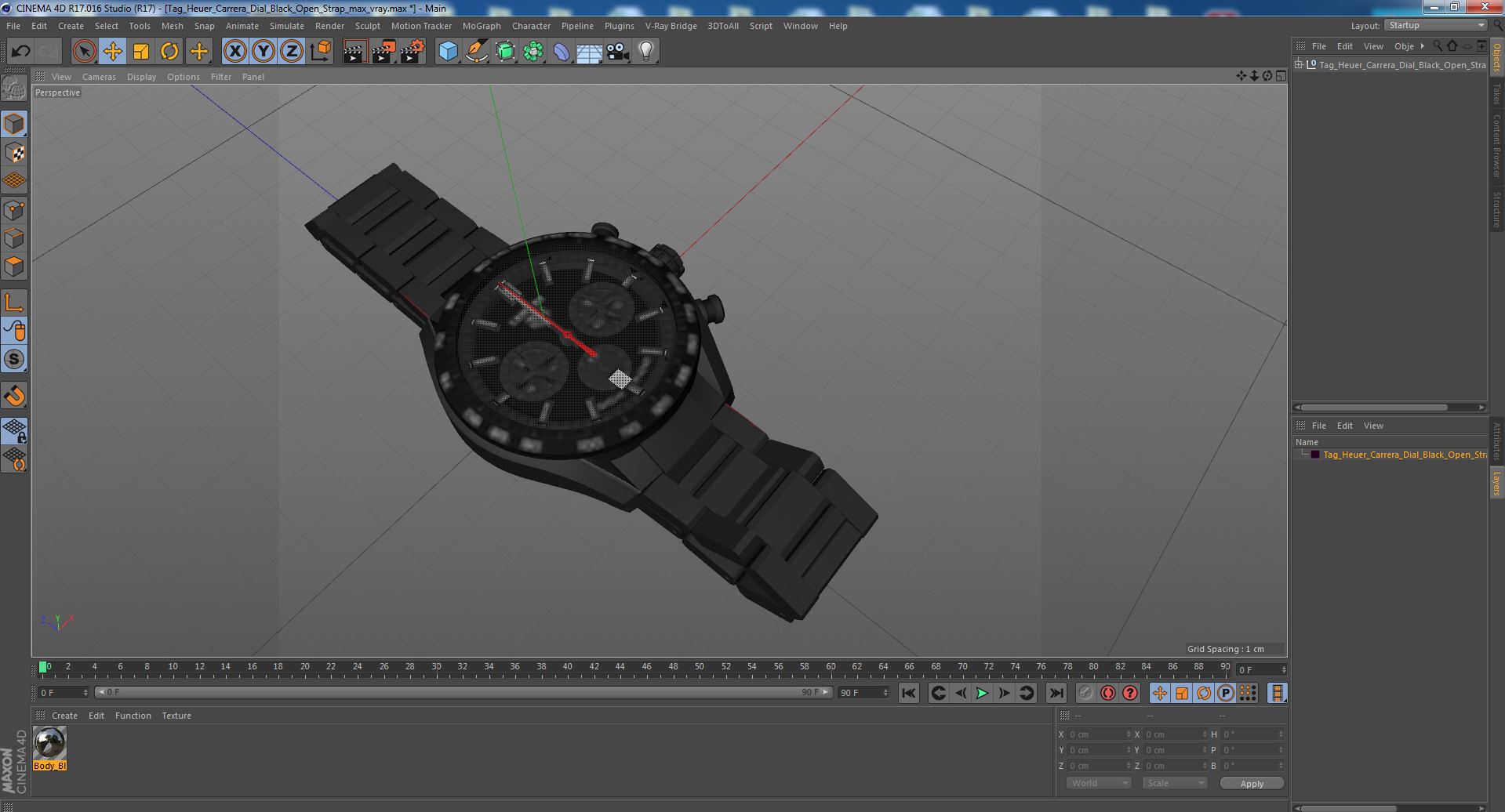 Tag Heuer Carrera Dial Black Open Strap 3D model