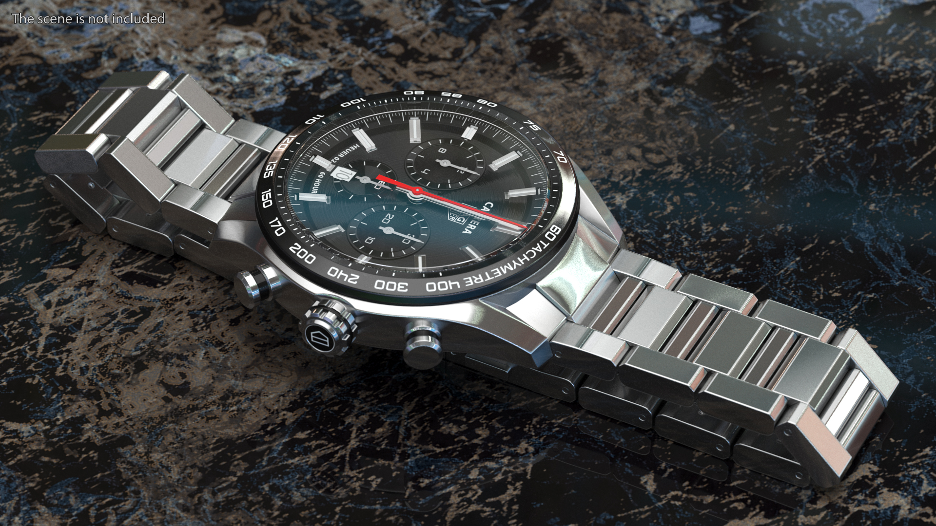 Tag Heuer Carrera Dial Black Open Strap 3D model