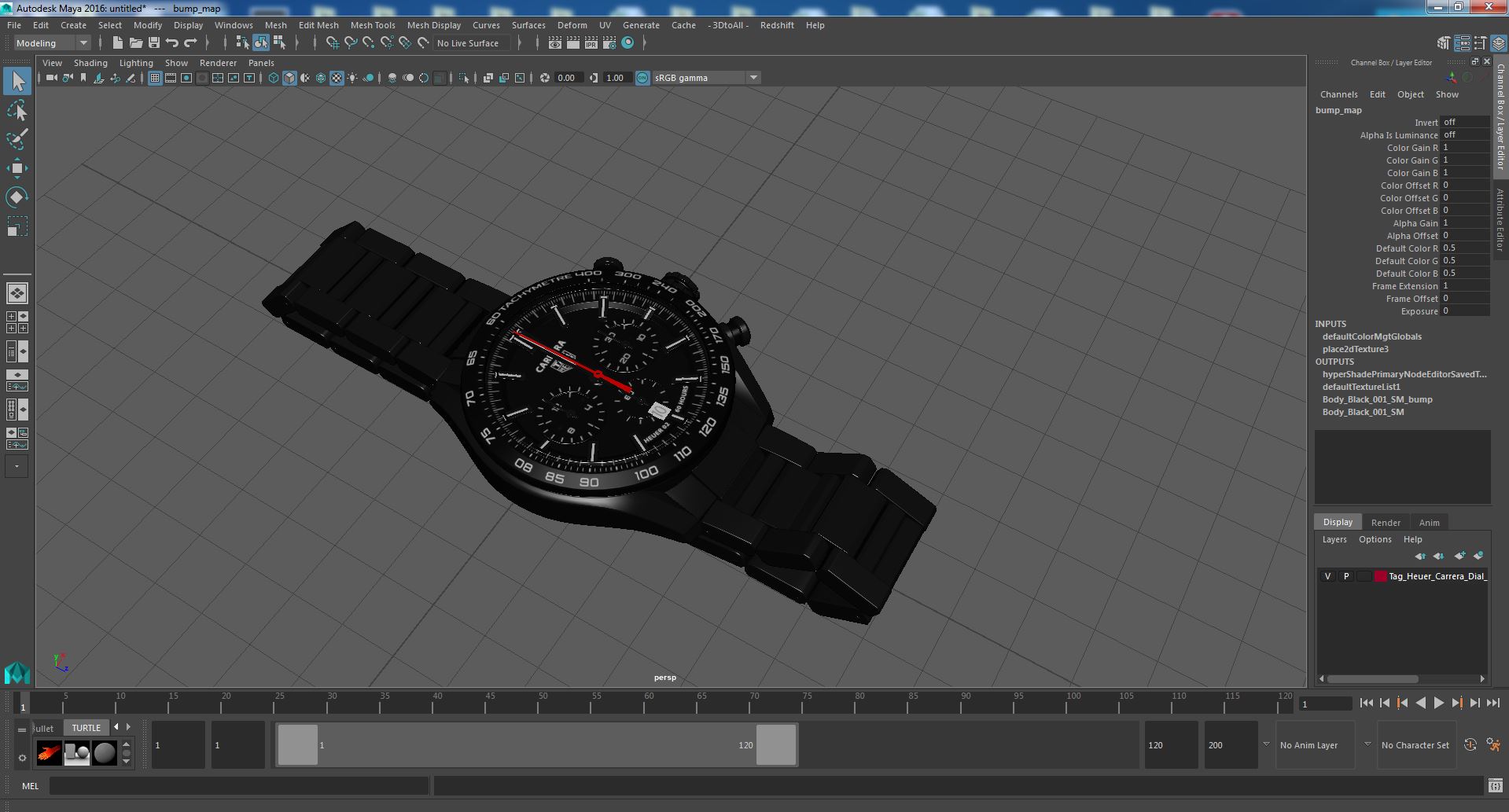 Tag Heuer Carrera Dial Black Open Strap 3D model