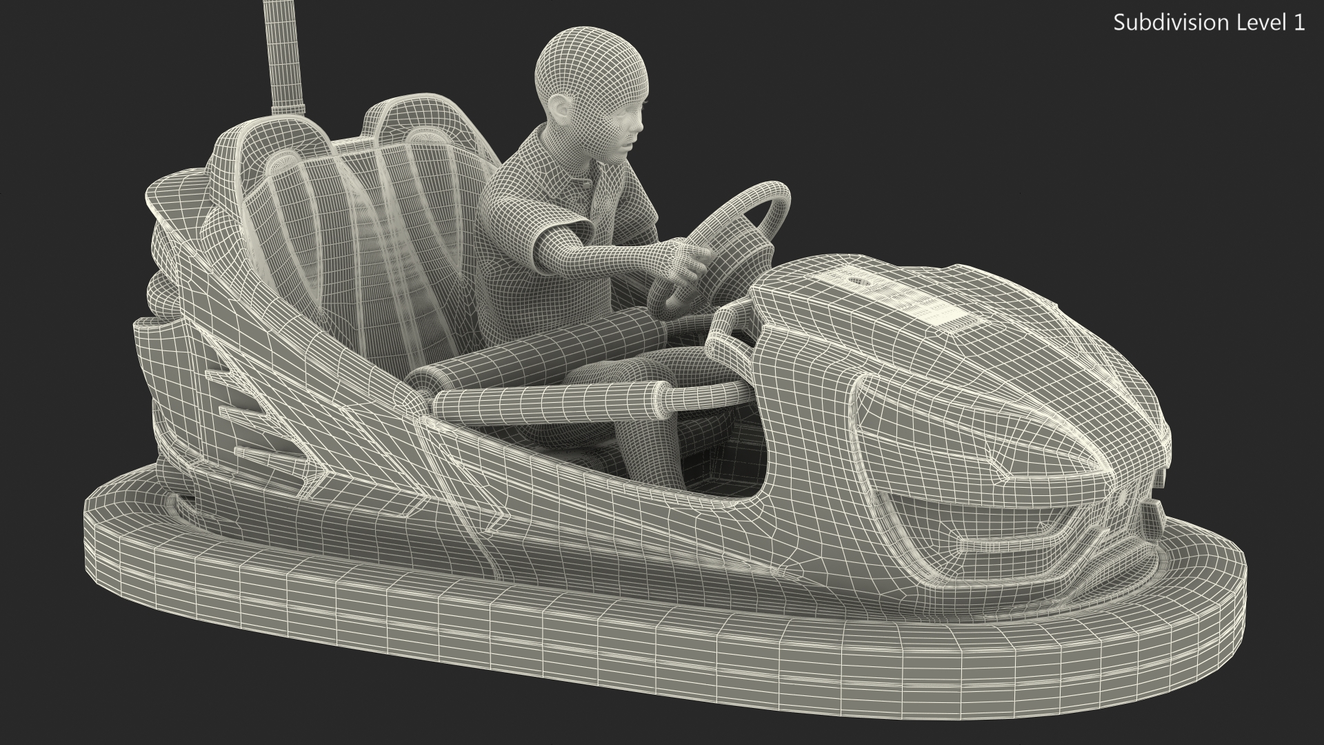 3D Boy with Bumper Car Fur model