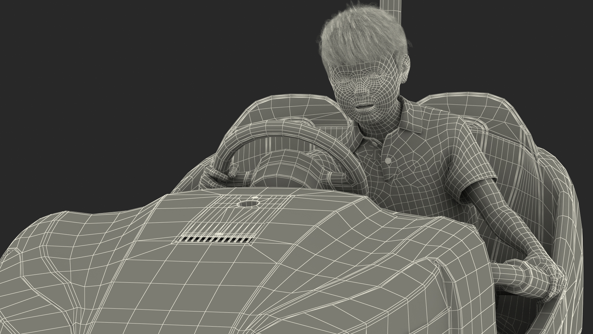 3D Boy with Bumper Car Fur model