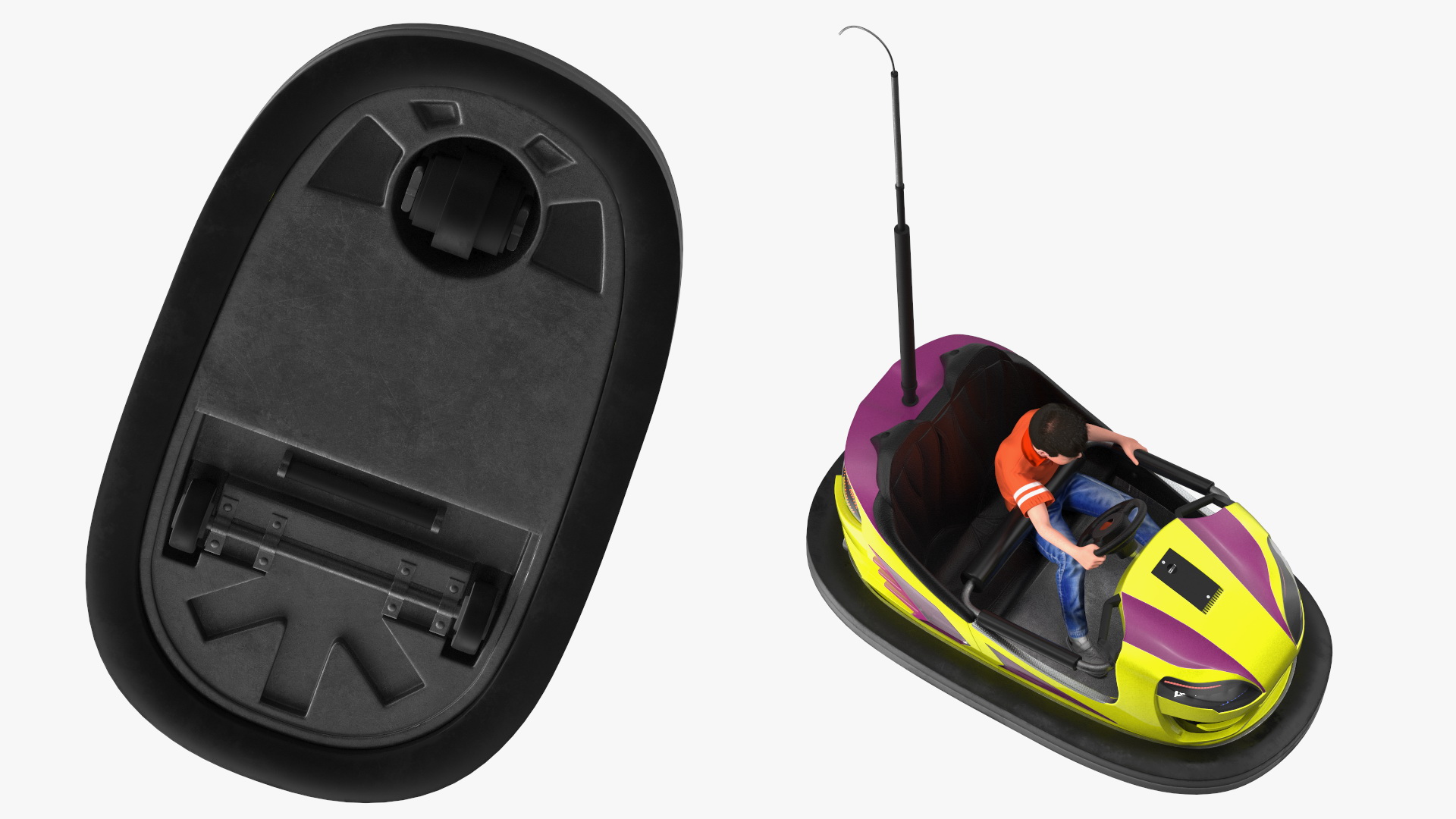 3D Boy with Bumper Car Fur model