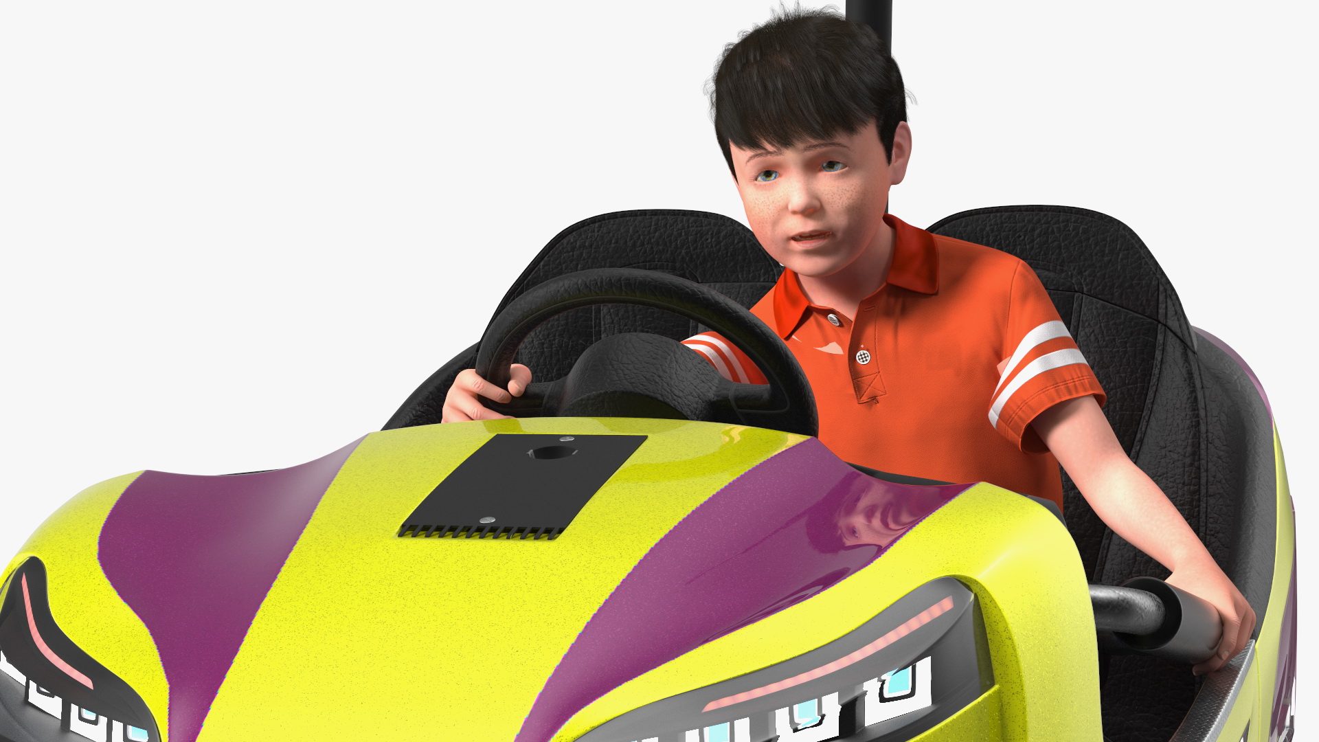 3D Boy with Bumper Car Fur model