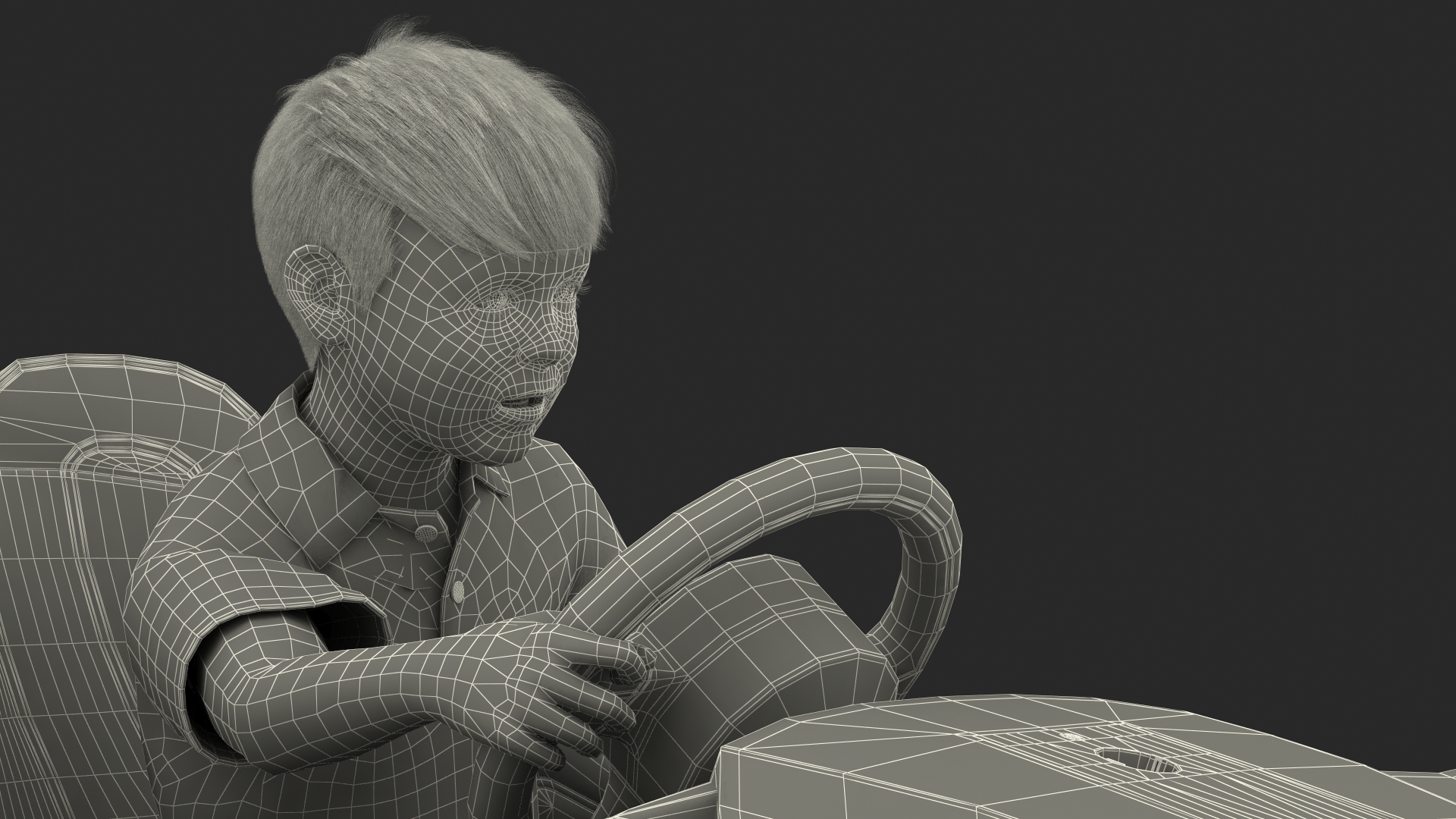 3D Boy with Bumper Car Fur model