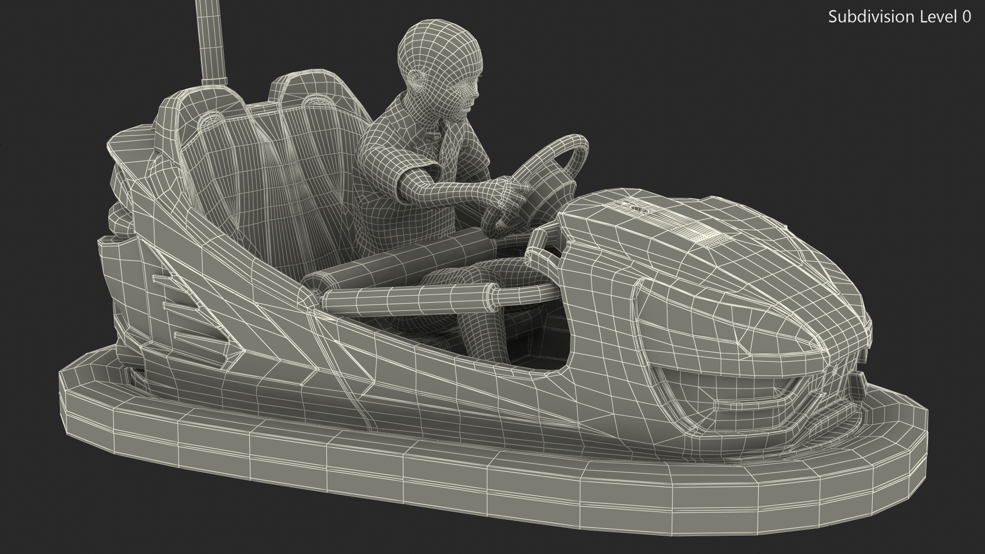 3D Boy with Bumper Car Fur model
