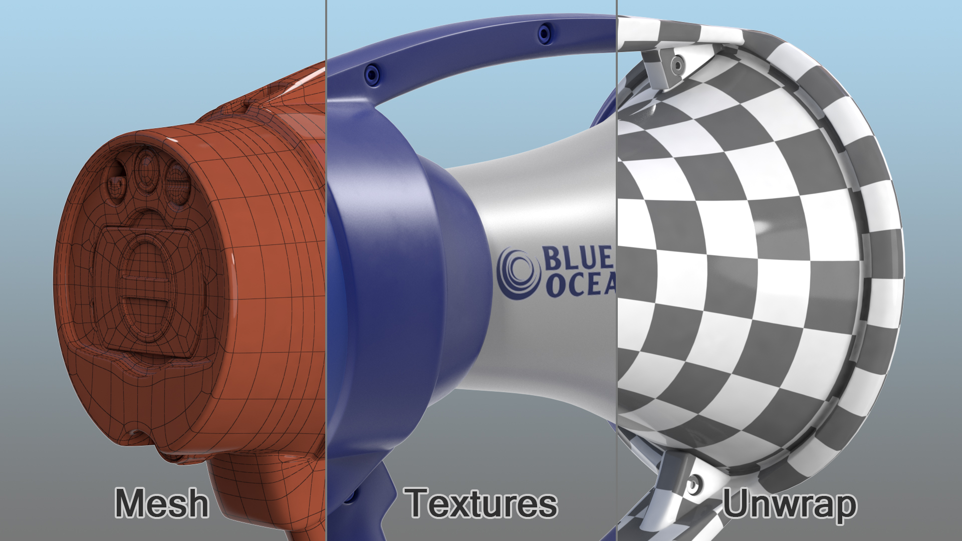 3D Blue Ocean Waterproof Megaphone