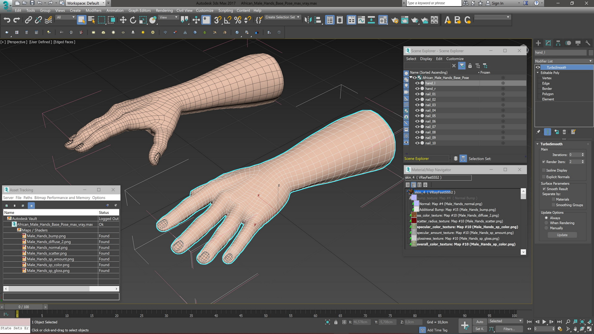 3D African Male Hands Base Pose model