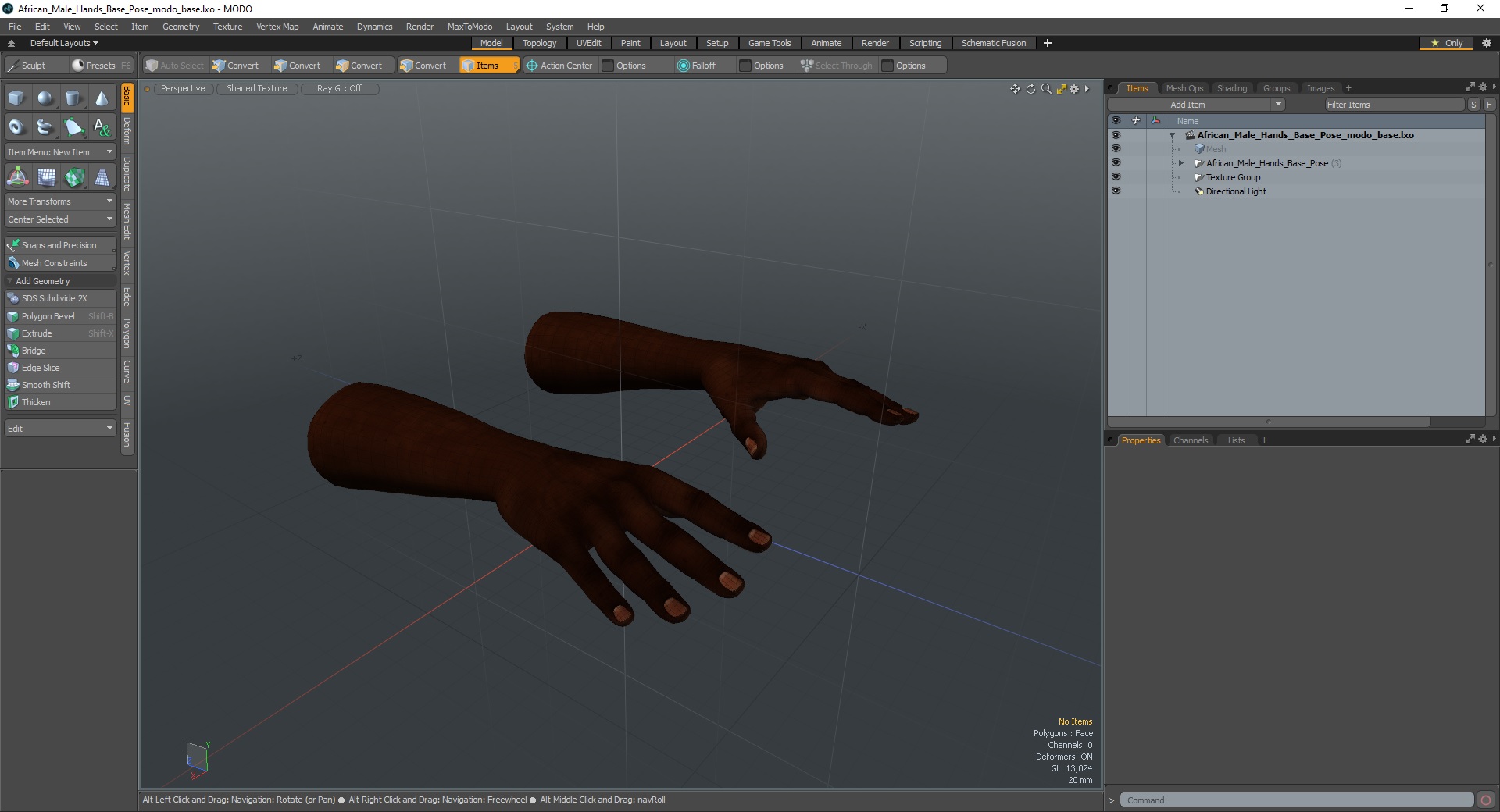 3D African Male Hands Base Pose model