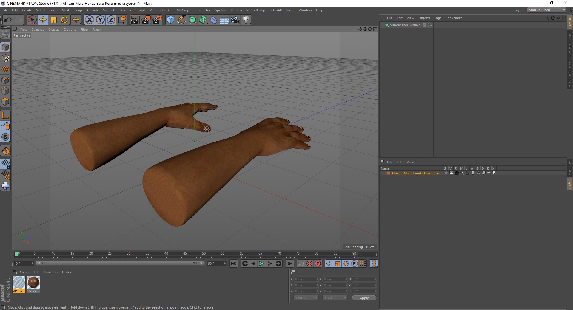3D African Male Hands Base Pose model