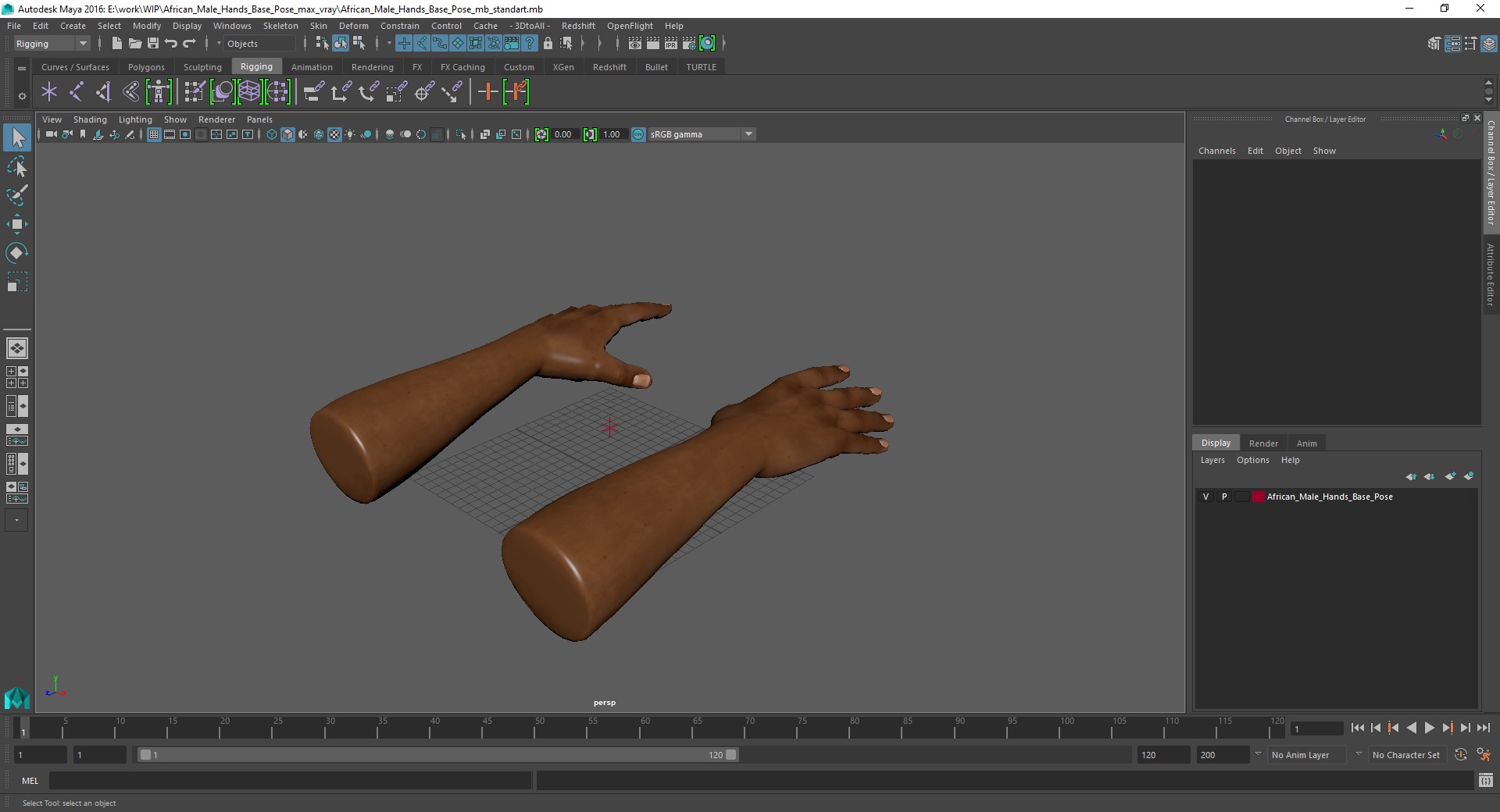 3D African Male Hands Base Pose model
