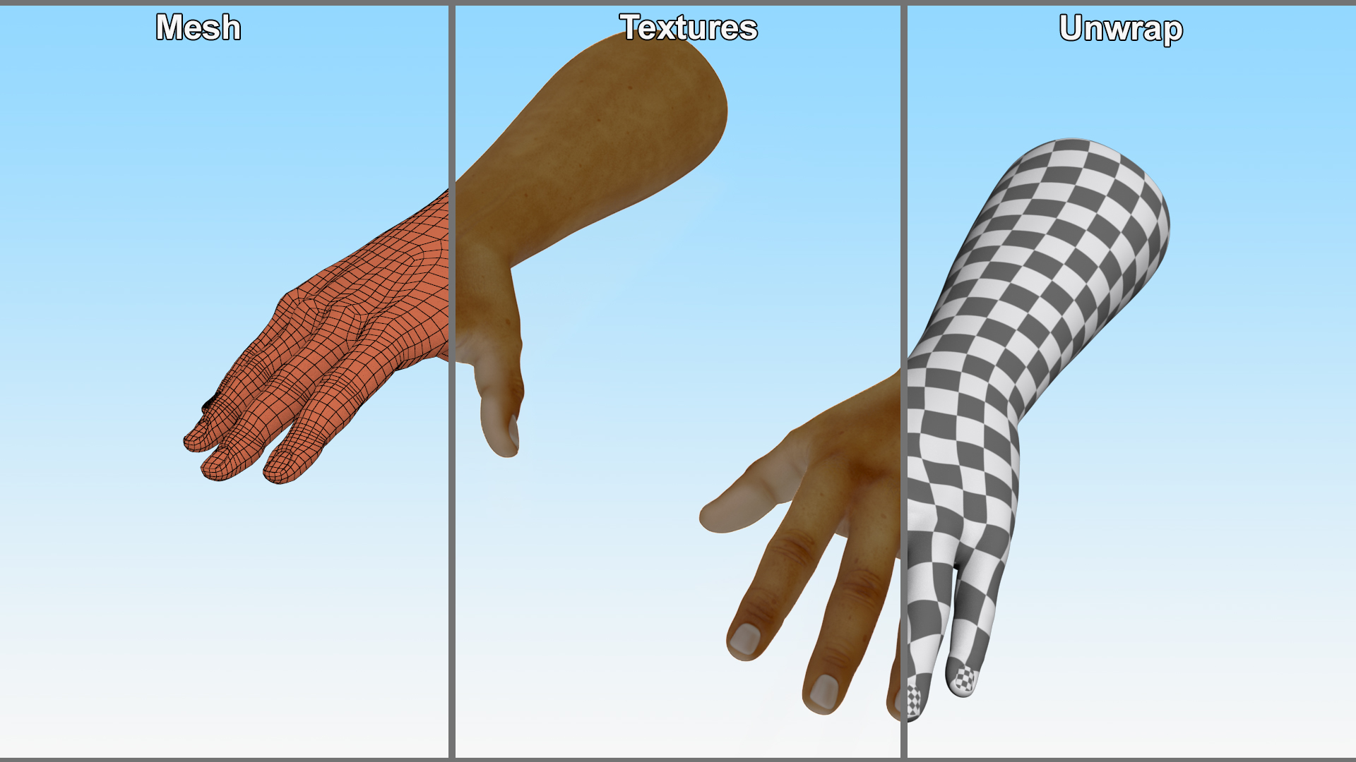 3D African Male Hands Base Pose model