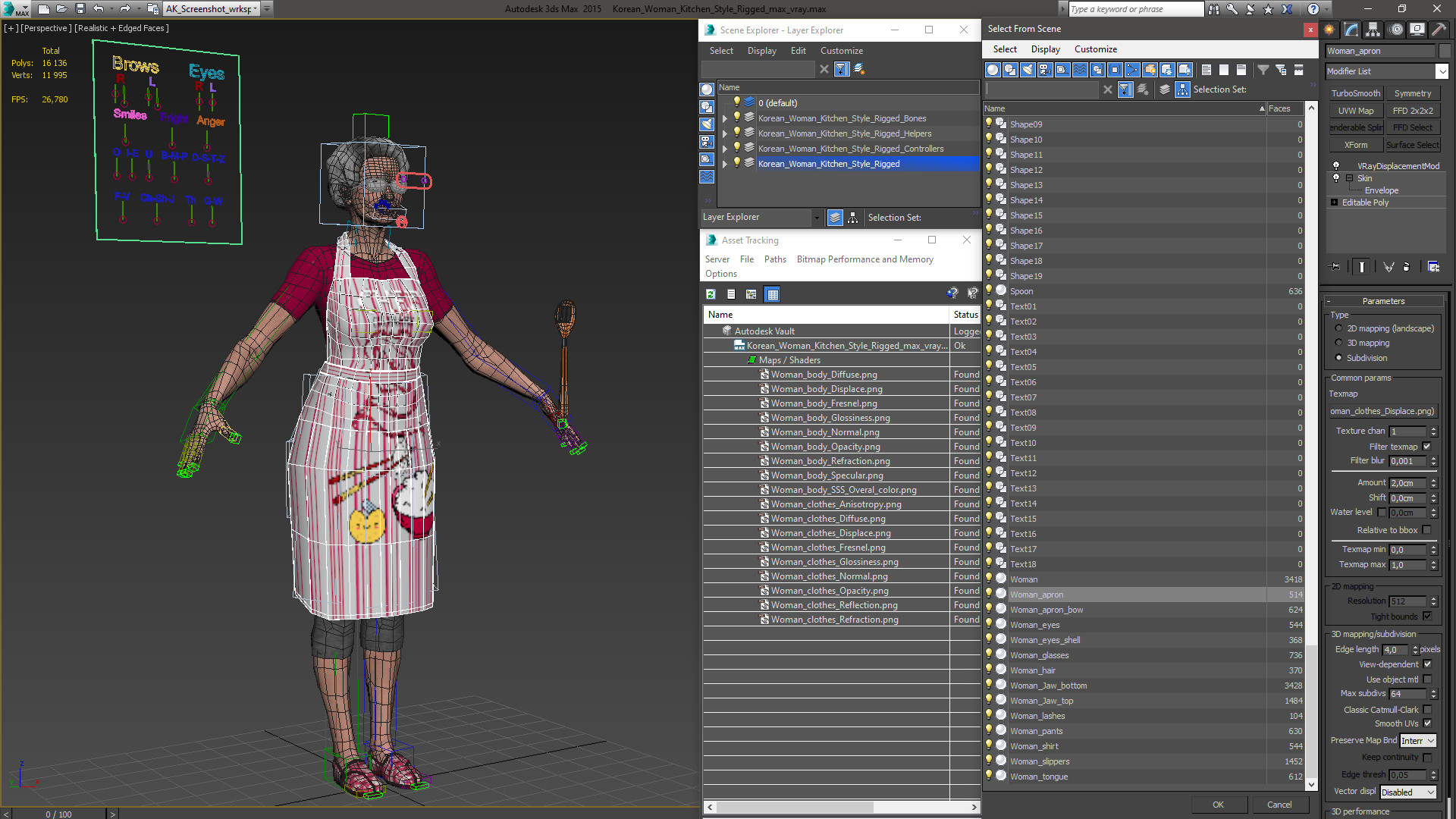 3D Korean Woman Kitchen Style Rigged model