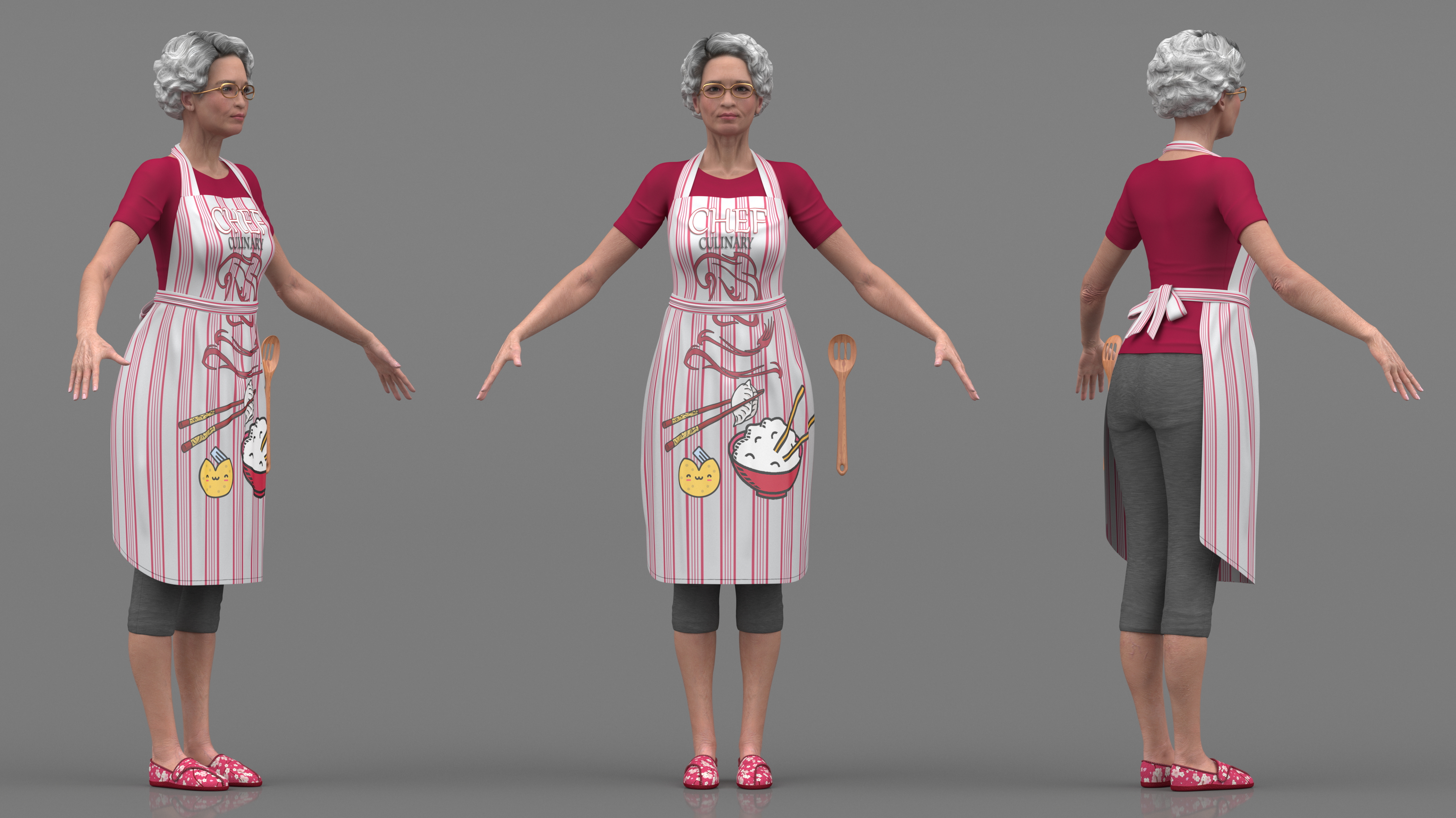 3D Korean Woman Kitchen Style Rigged model