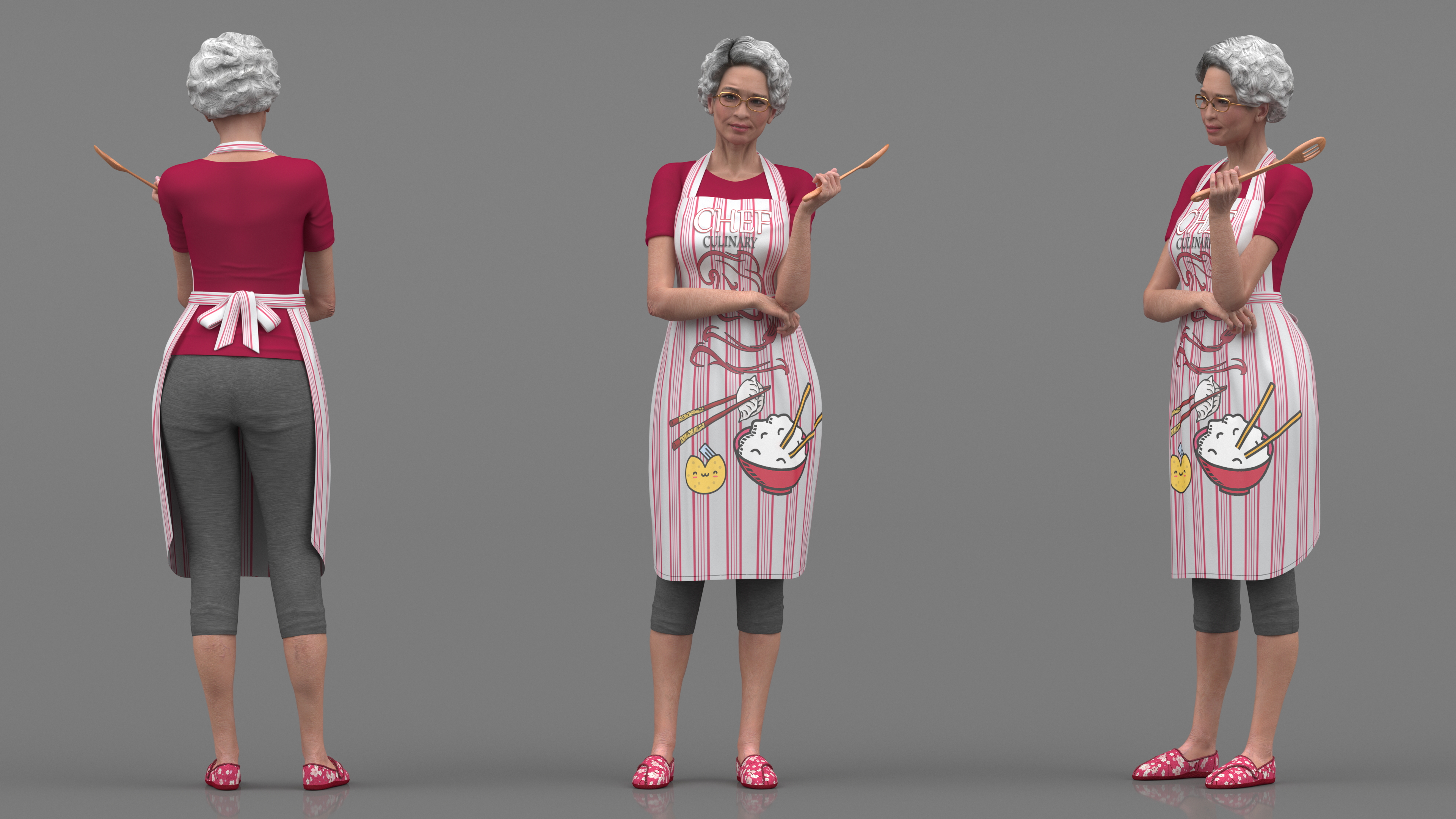 3D Korean Woman Kitchen Style Rigged model