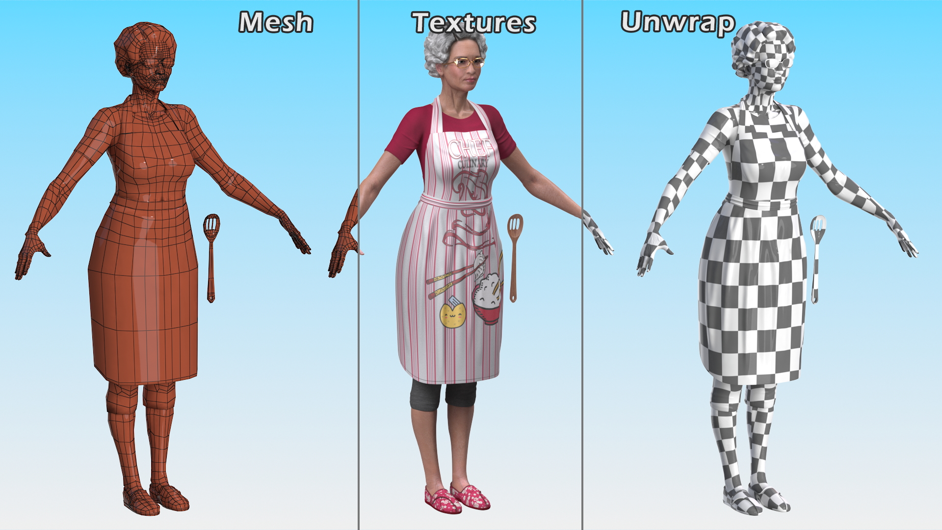 3D Korean Woman Kitchen Style Rigged model