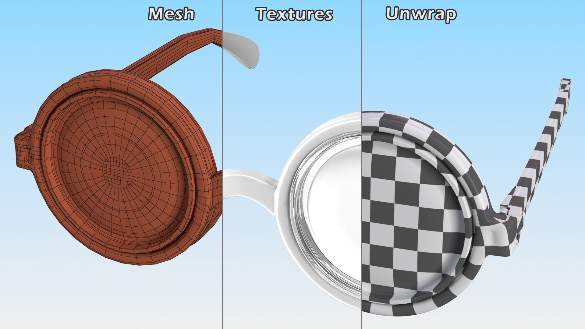 3D White Nerd Glasses model
