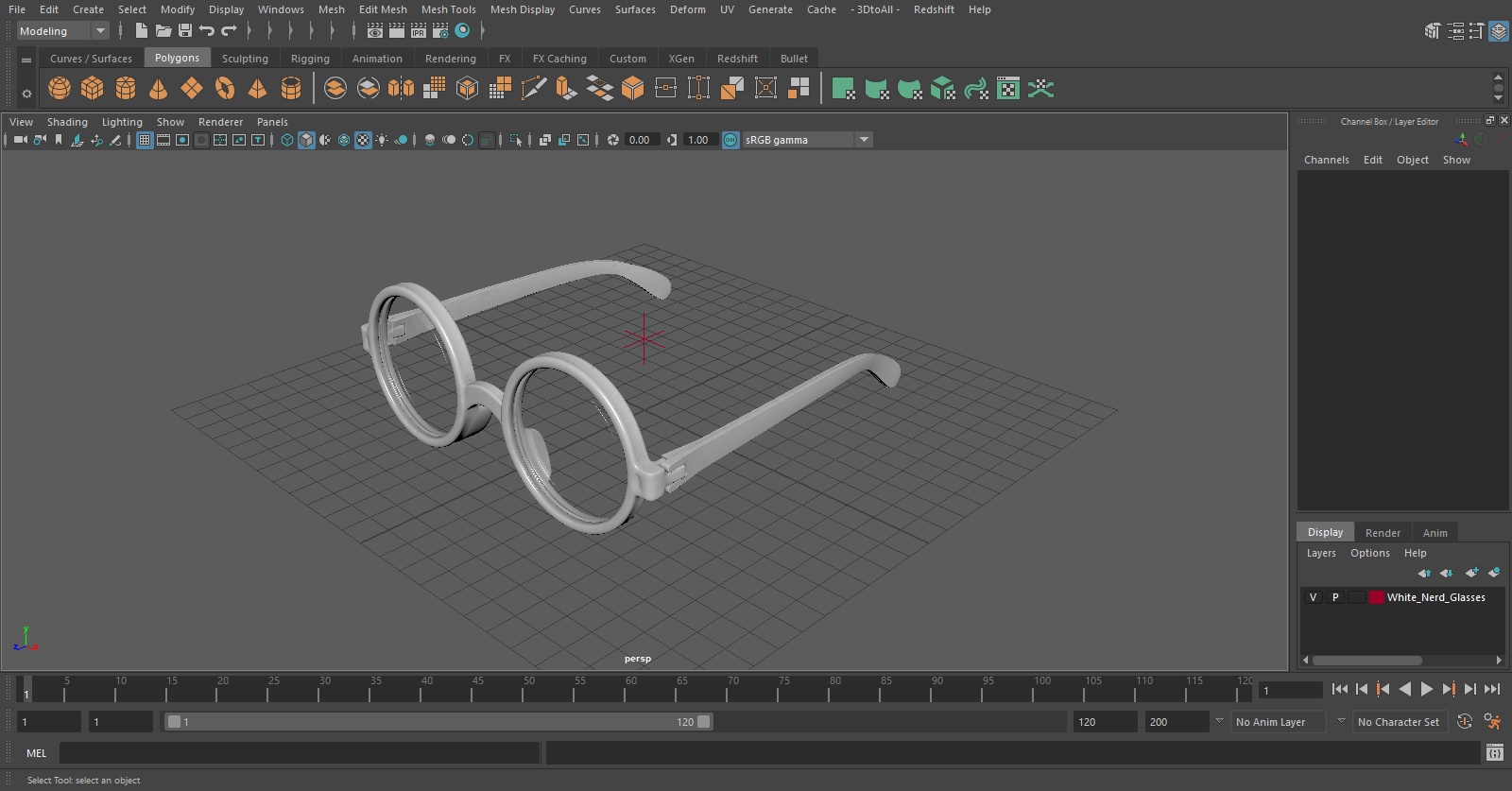 3D White Nerd Glasses model