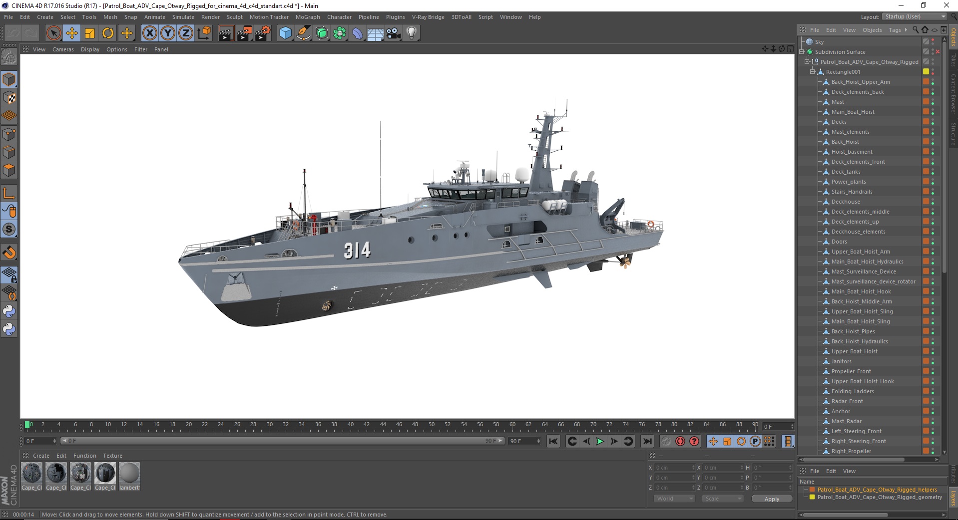 Patrol Boat ADV Cape Otway Rigged for Cinema 4D 3D