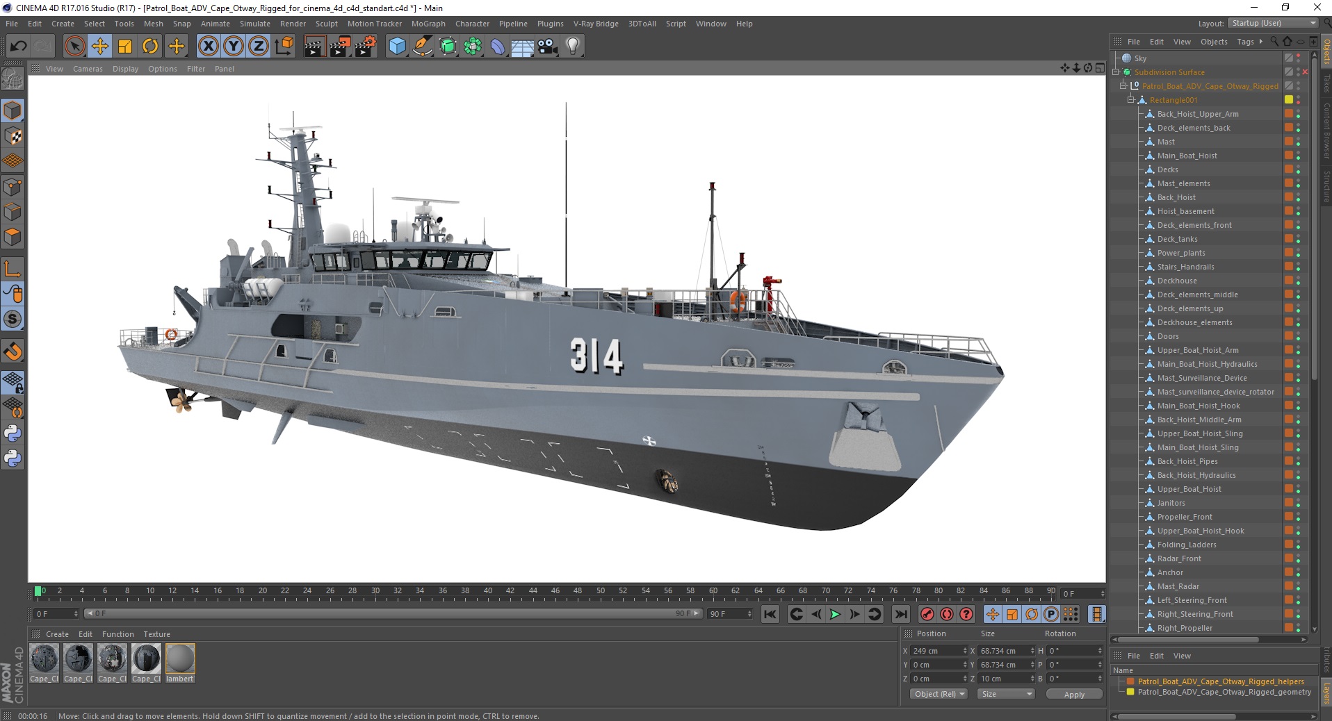 Patrol Boat ADV Cape Otway Rigged for Cinema 4D 3D