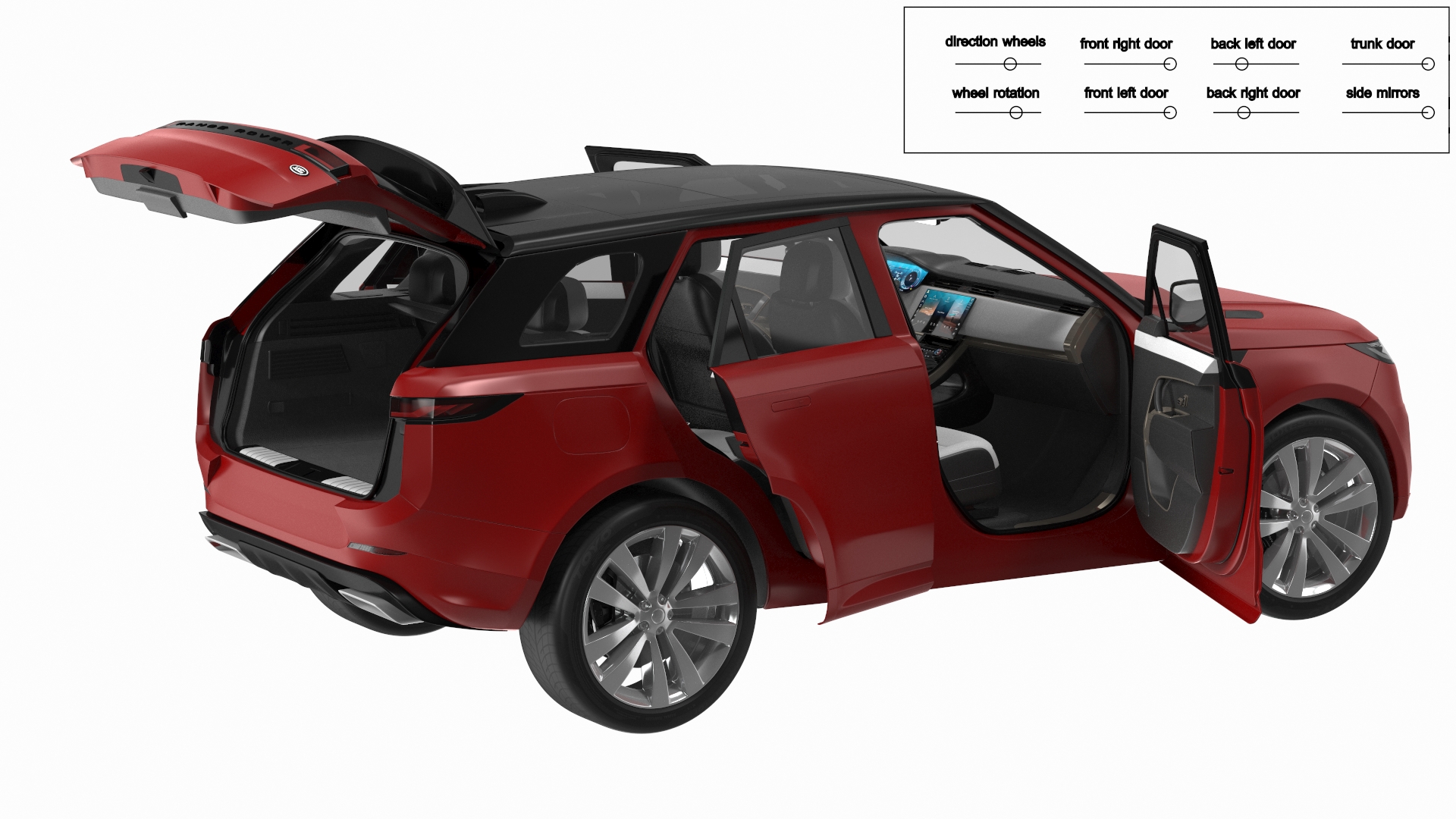 Range Rover Sport 2023 Red Rigged for Maya 3D