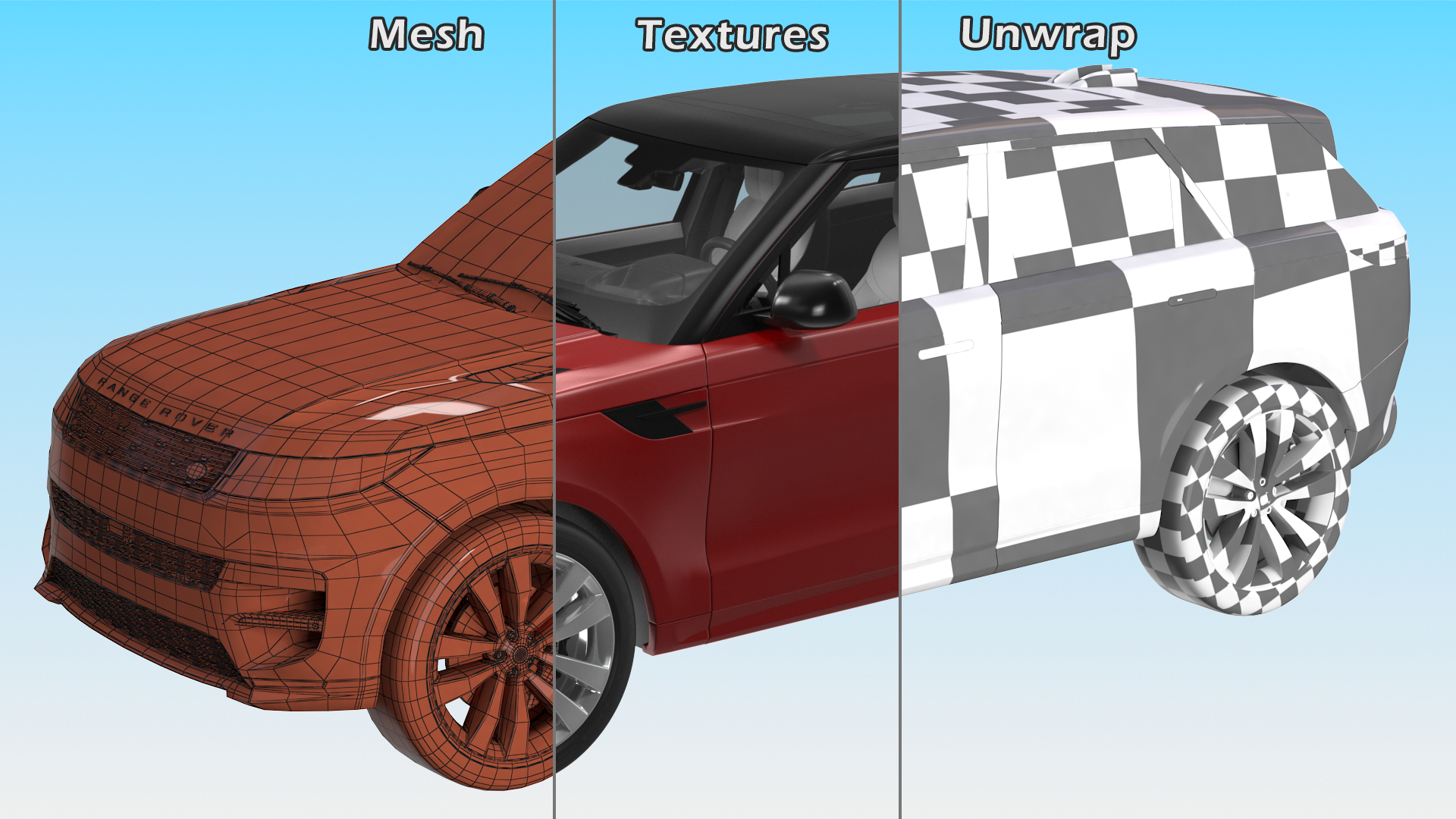 Range Rover Sport 2023 Red Rigged for Maya 3D