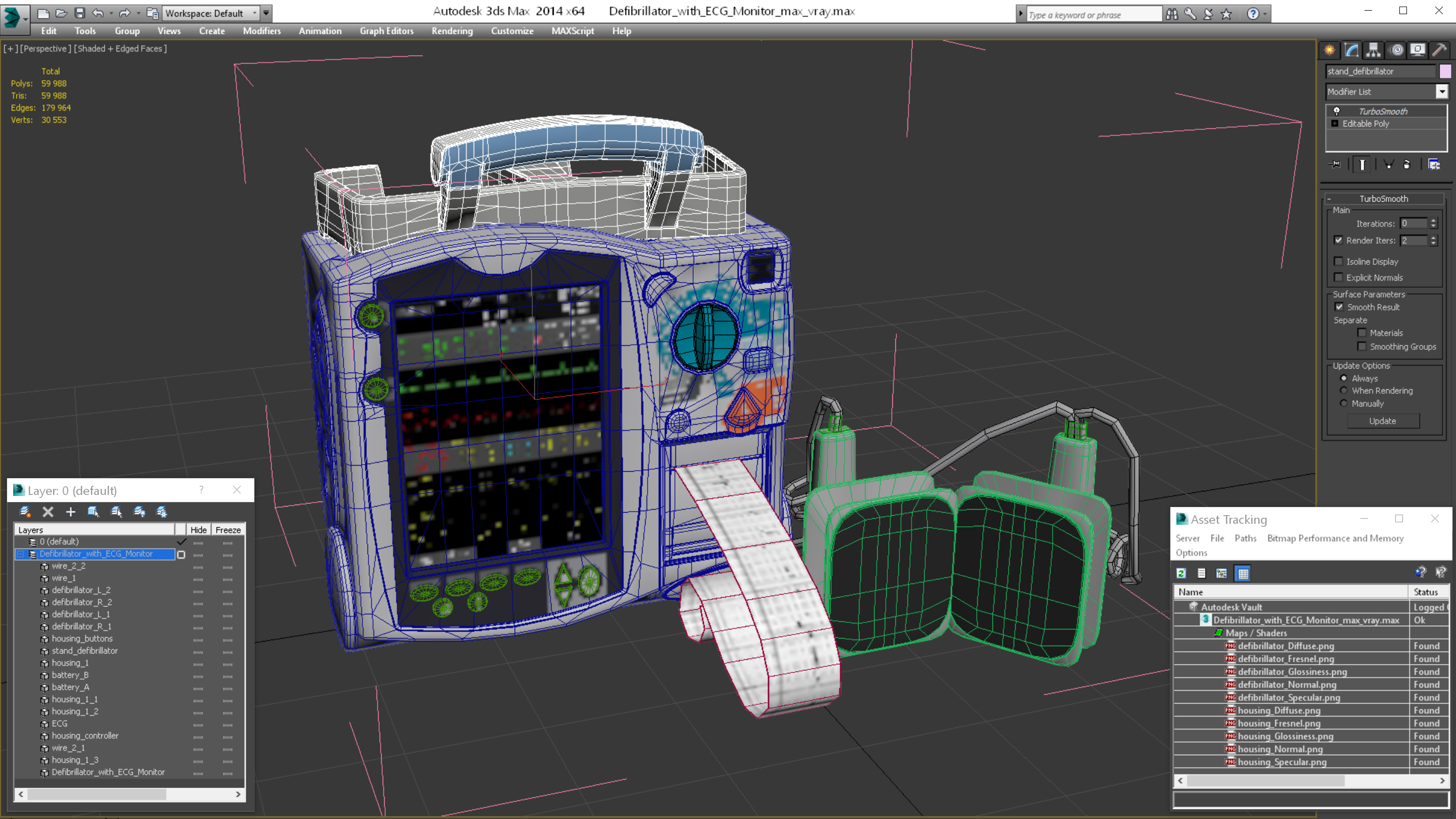 3D model Defibrillator with ECG Monitor