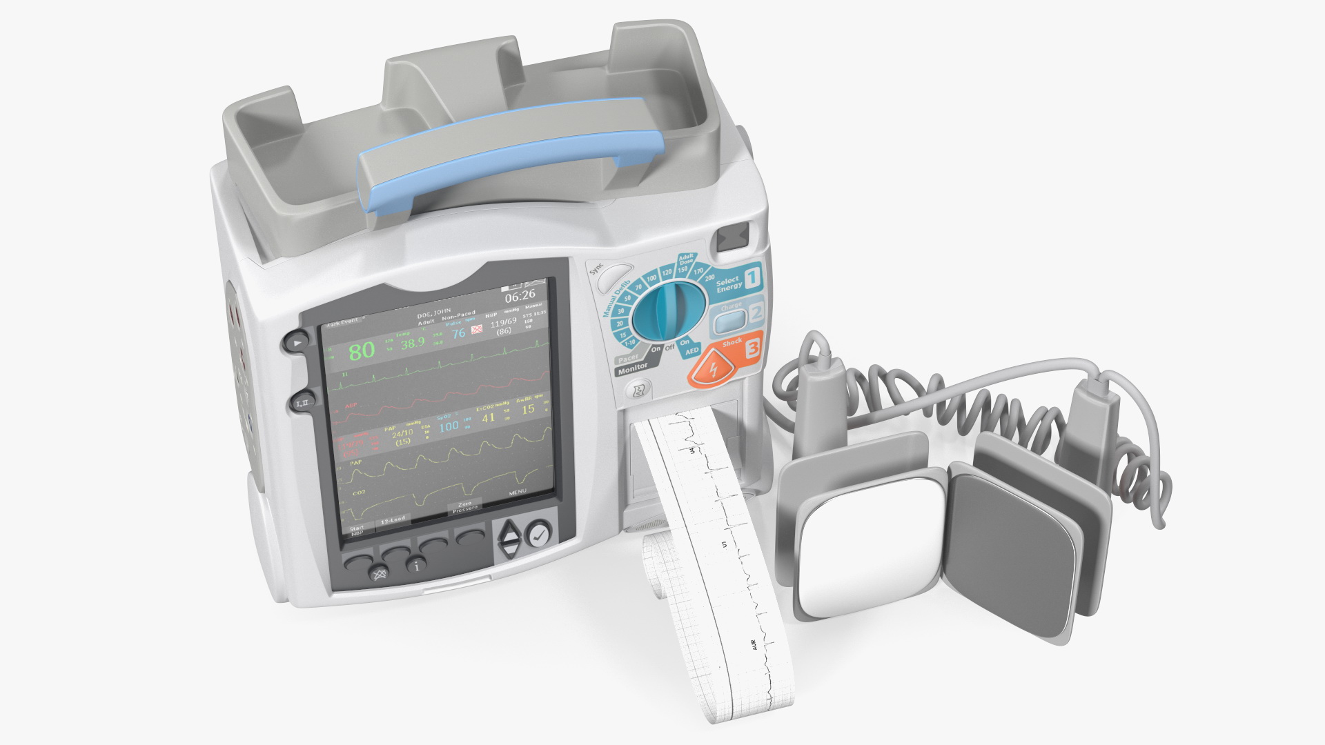 3D model Defibrillator with ECG Monitor