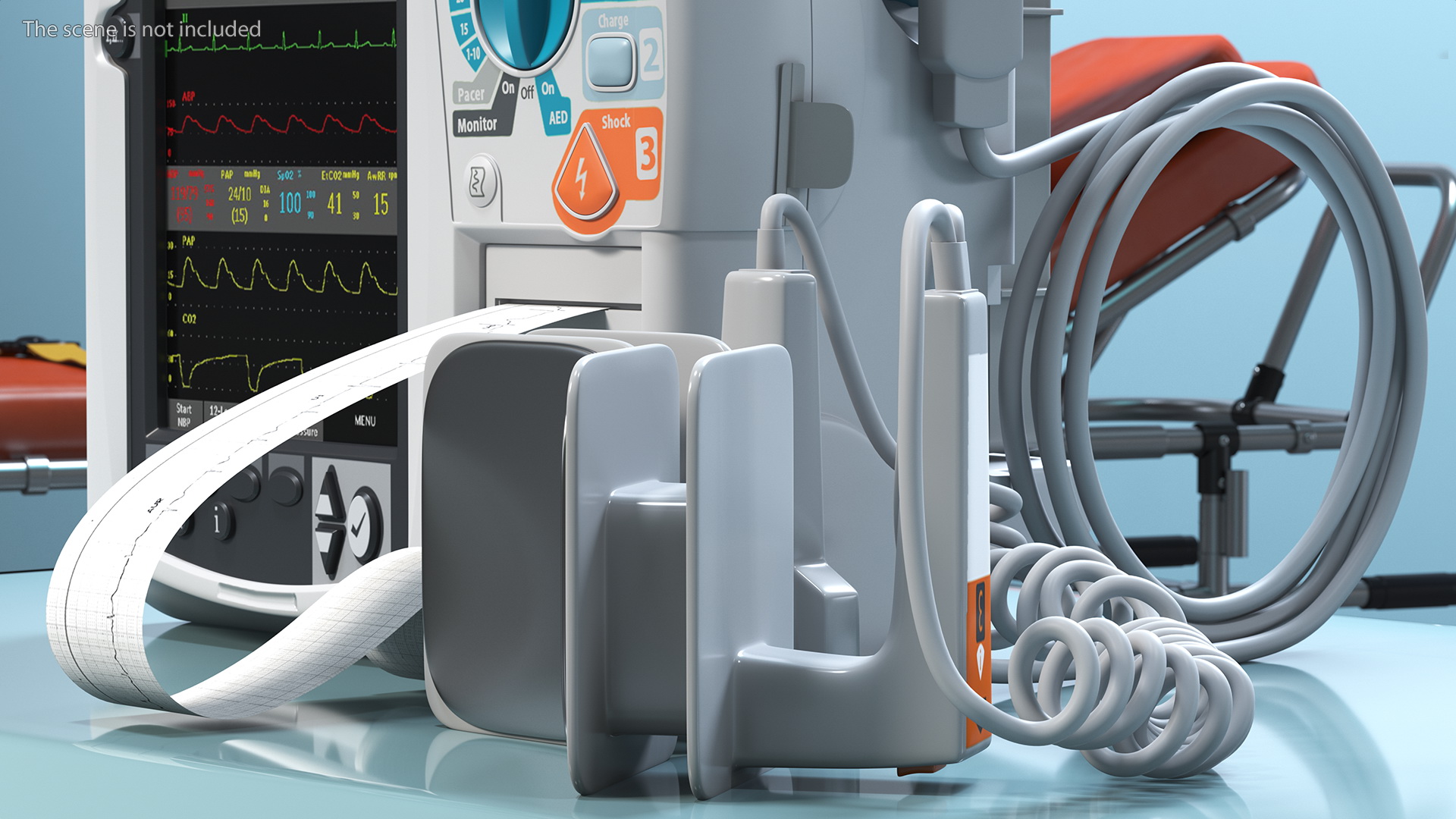 3D model Defibrillator with ECG Monitor