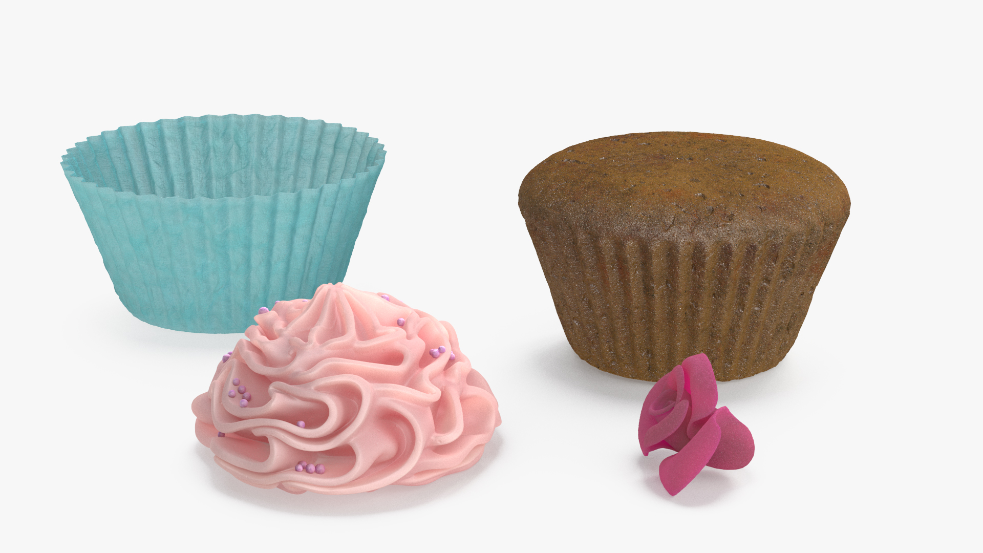 3D model Three Cupcakes on Platter