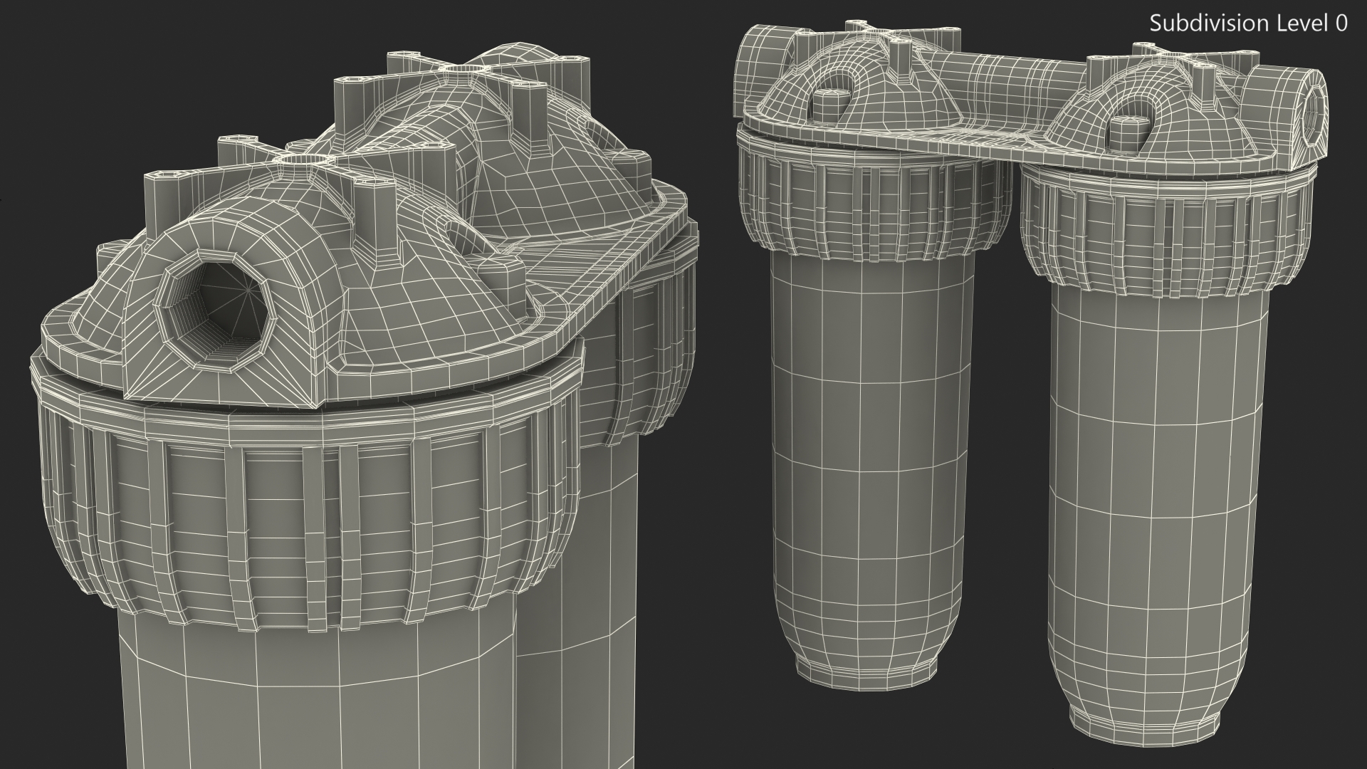 Dual Stage Water Filter Housing with Filters 3D model