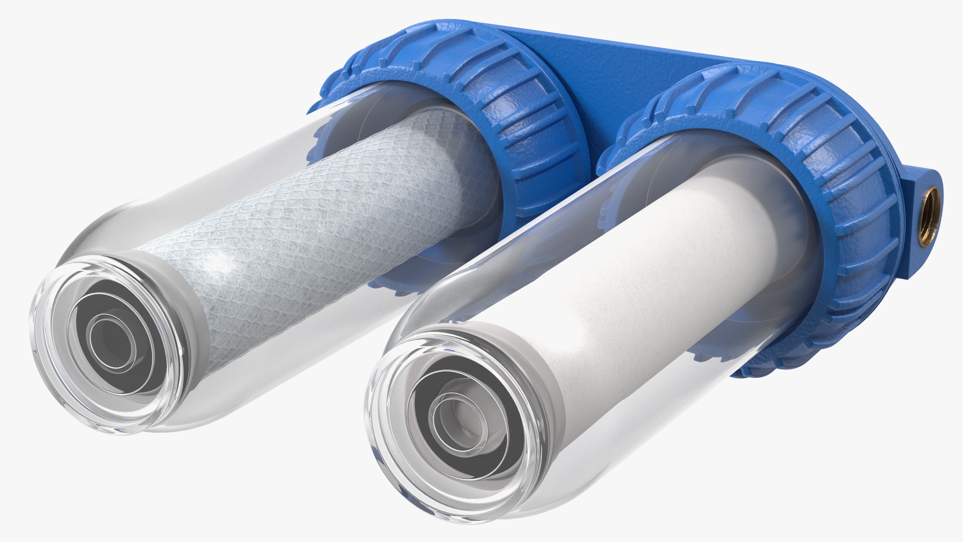 Dual Stage Water Filter Housing with Filters 3D model