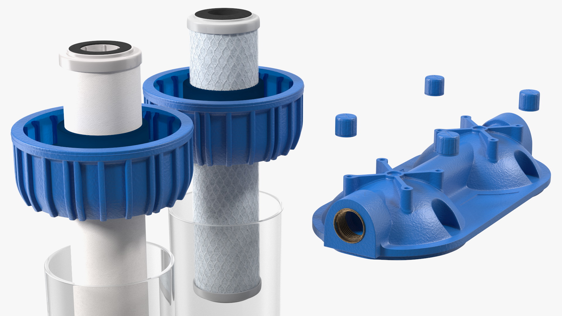 Dual Stage Water Filter Housing with Filters 3D model