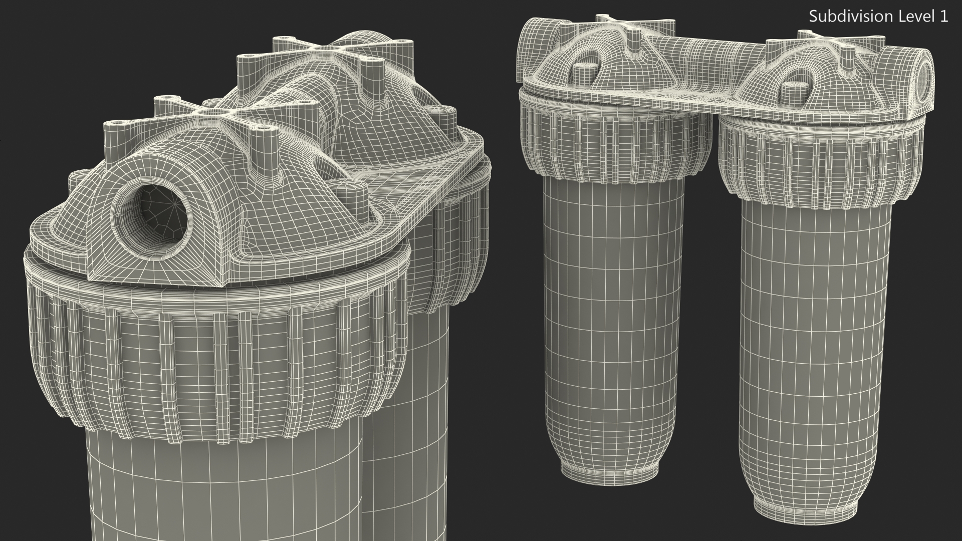 Dual Stage Water Filter Housing with Filters 3D model