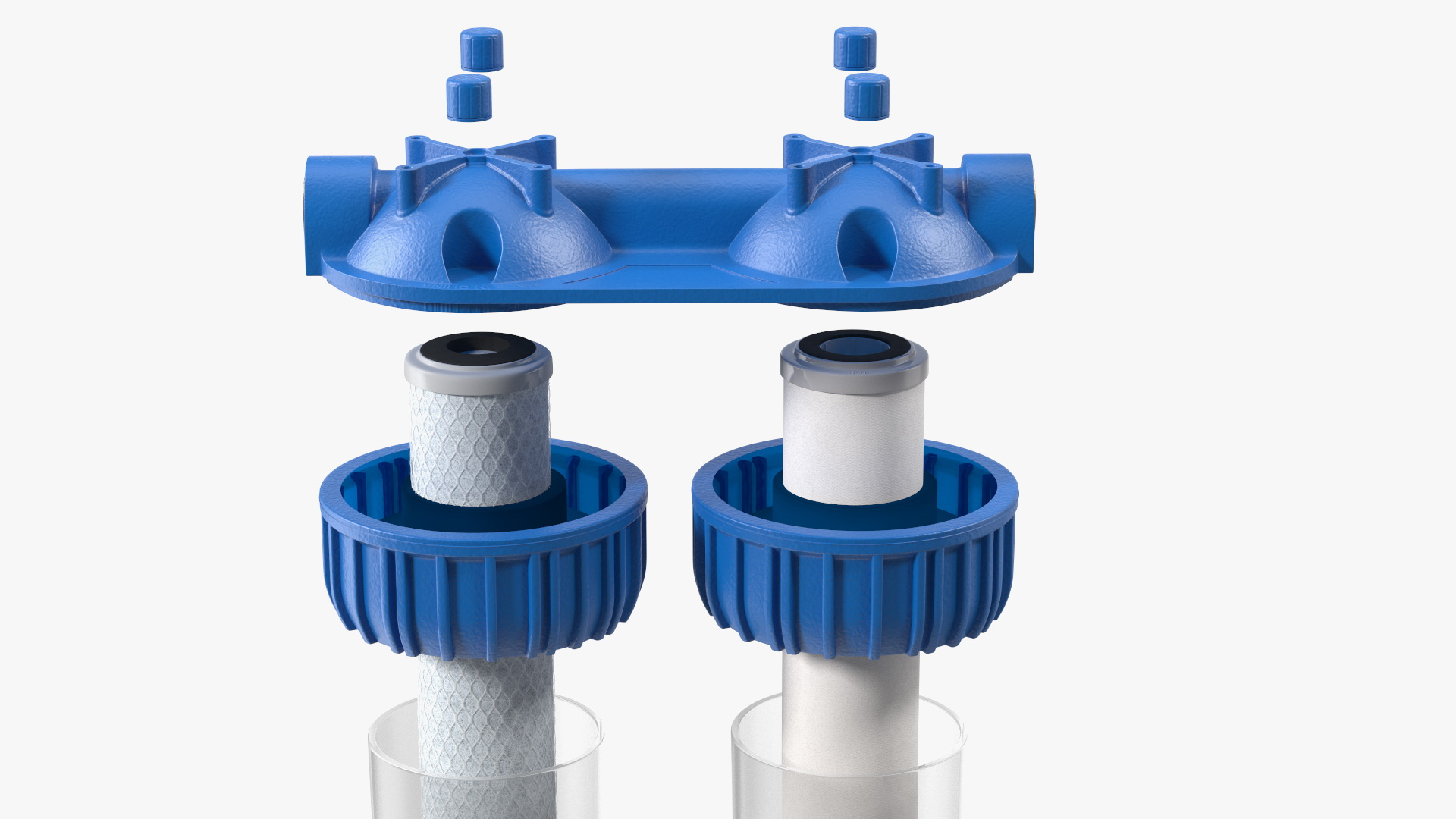 Dual Stage Water Filter Housing with Filters 3D model