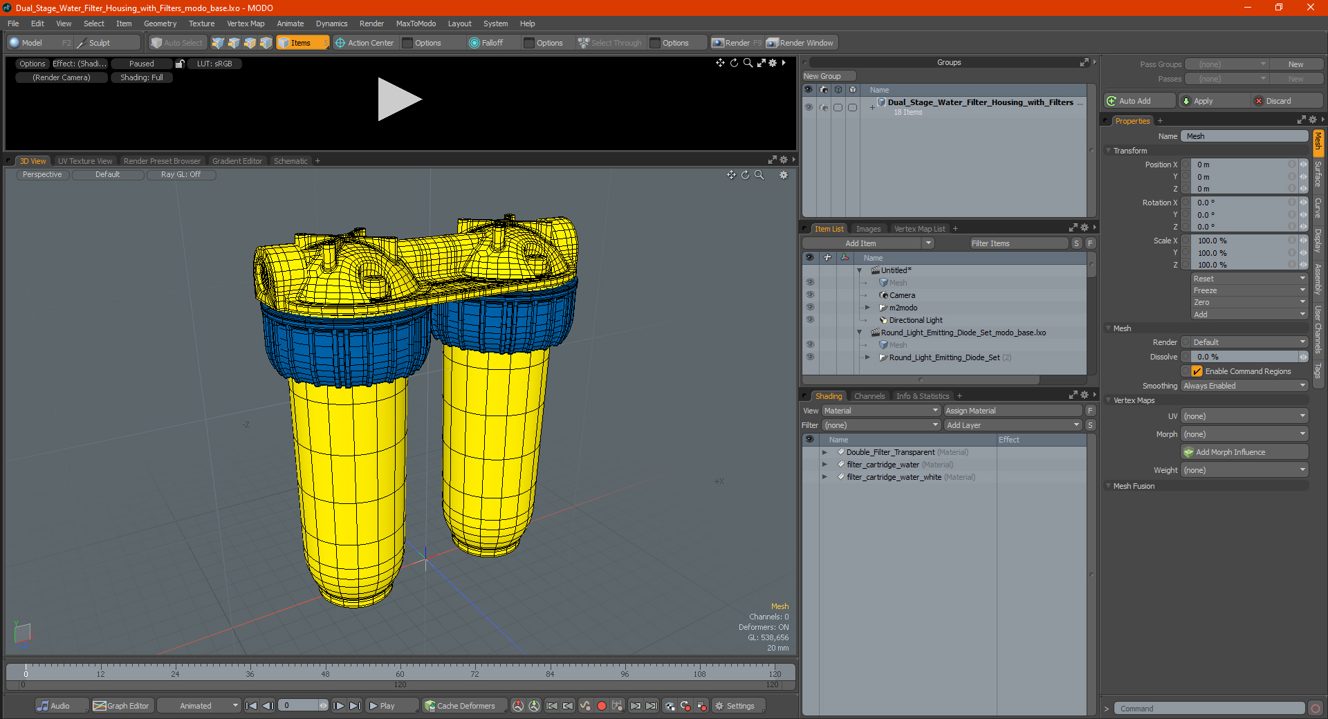 Dual Stage Water Filter Housing with Filters 3D model