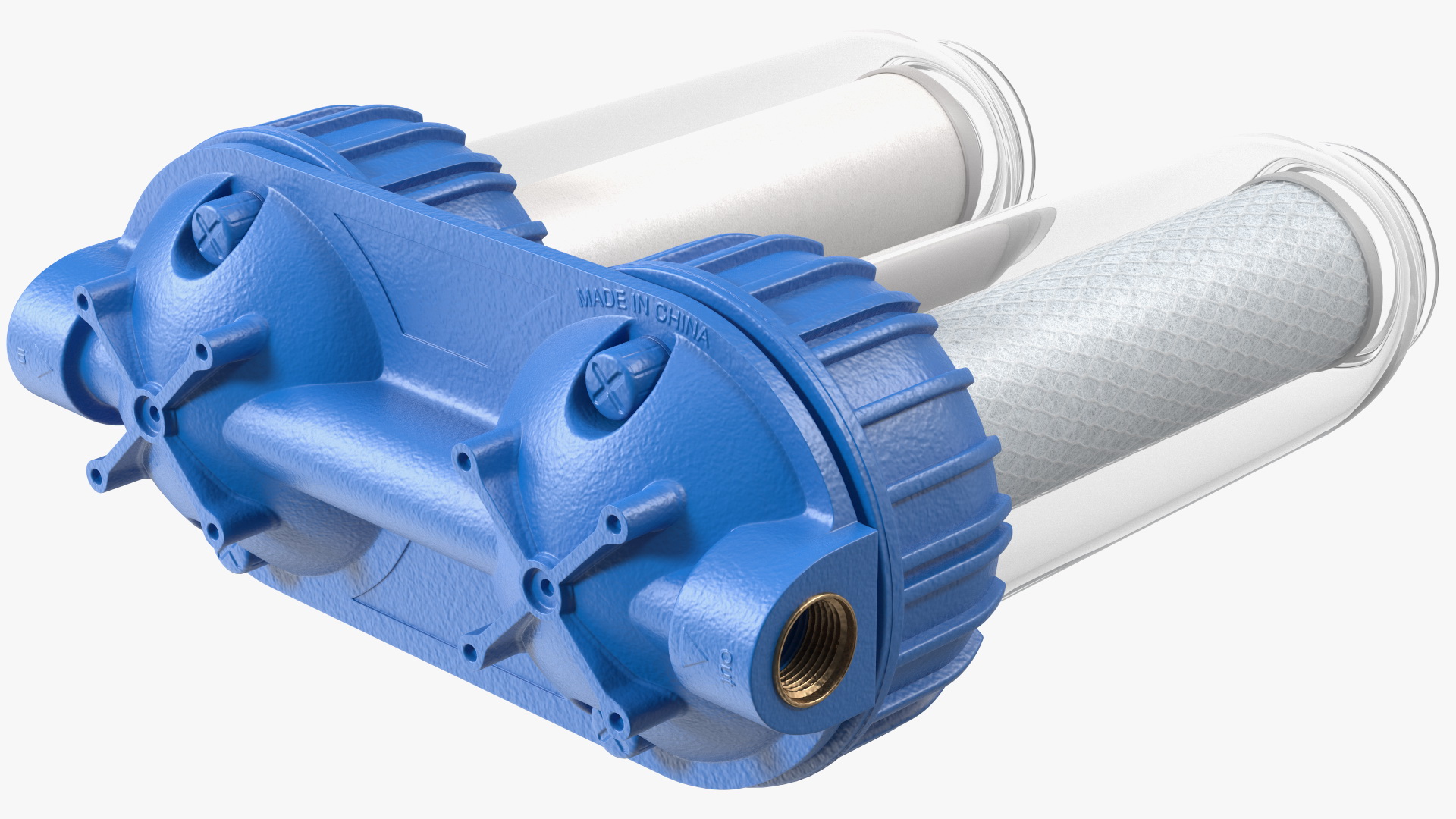 Dual Stage Water Filter Housing with Filters 3D model