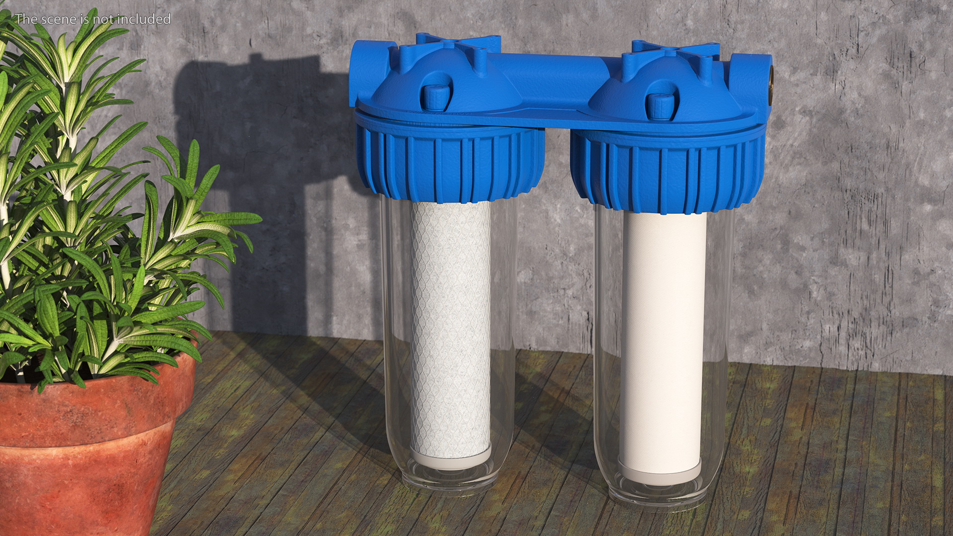 Dual Stage Water Filter Housing with Filters 3D model
