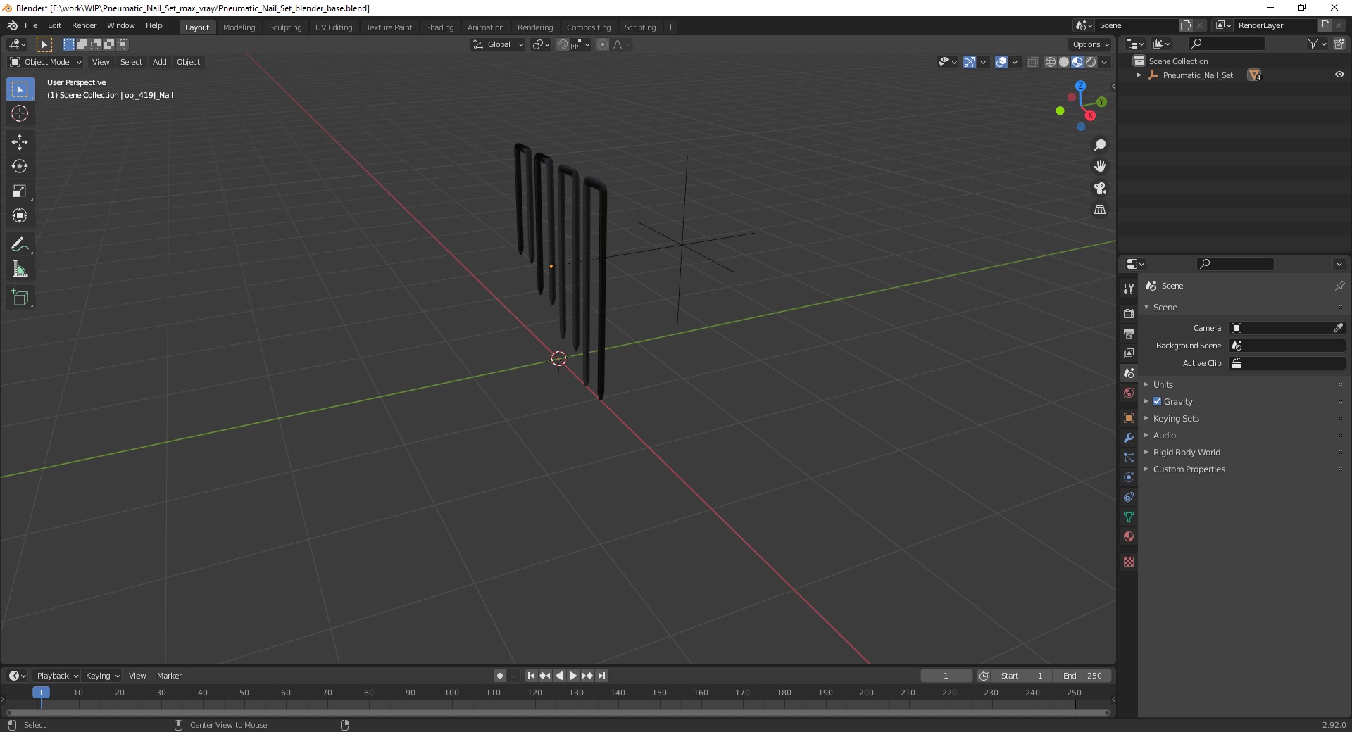 3D Pneumatic Nail Set model