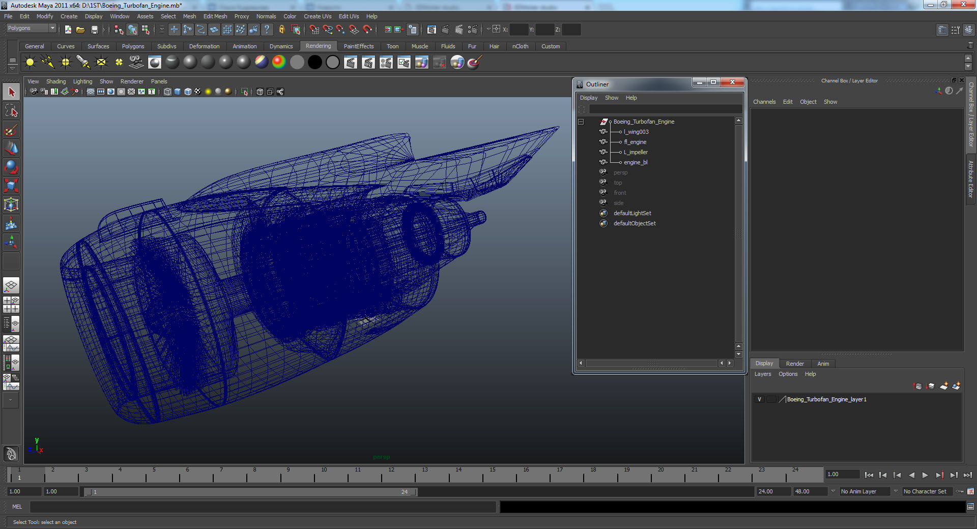 Boeing Turbofan Engine 3D