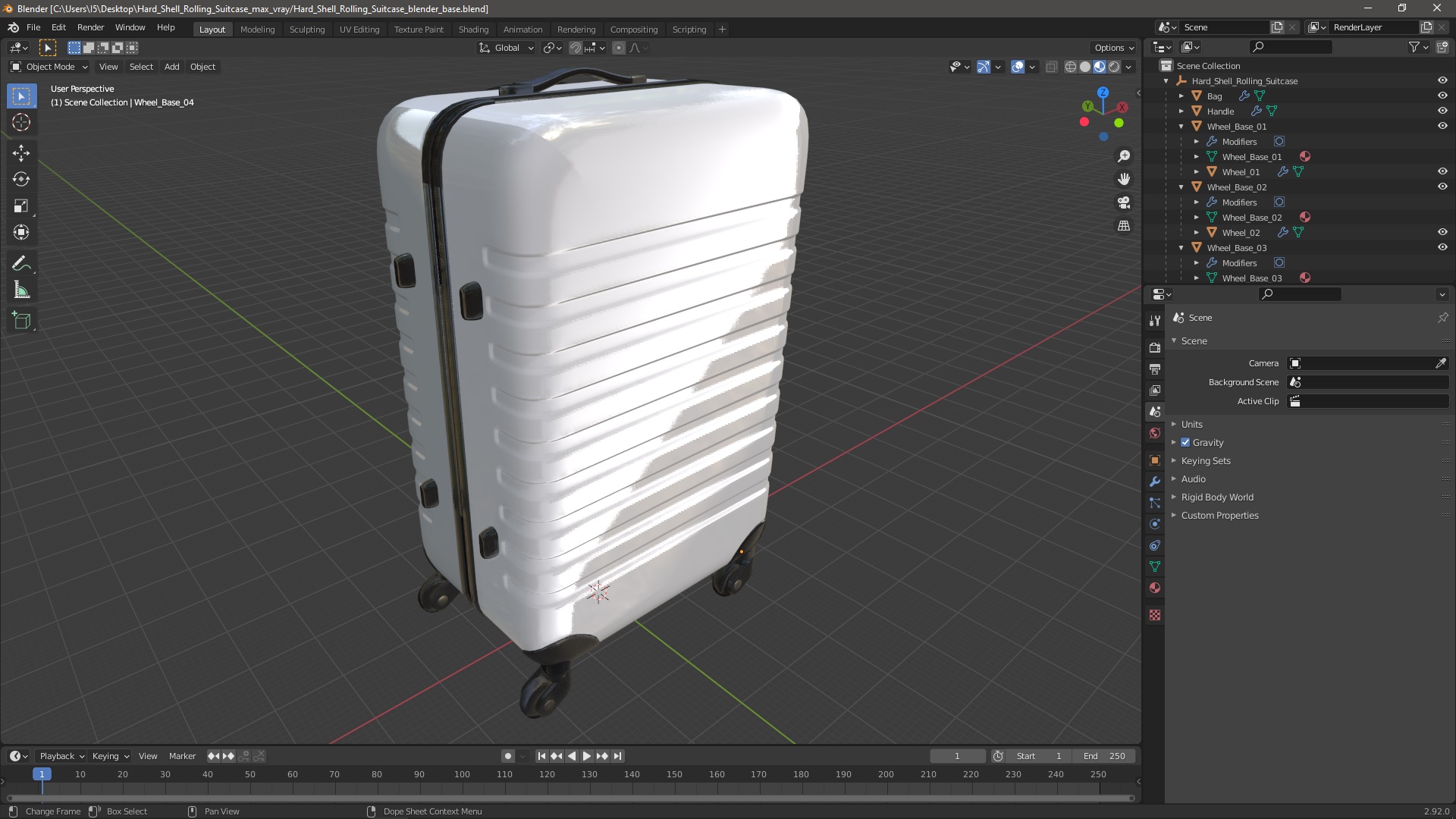 Hard Shell Rolling Suitcase 3D