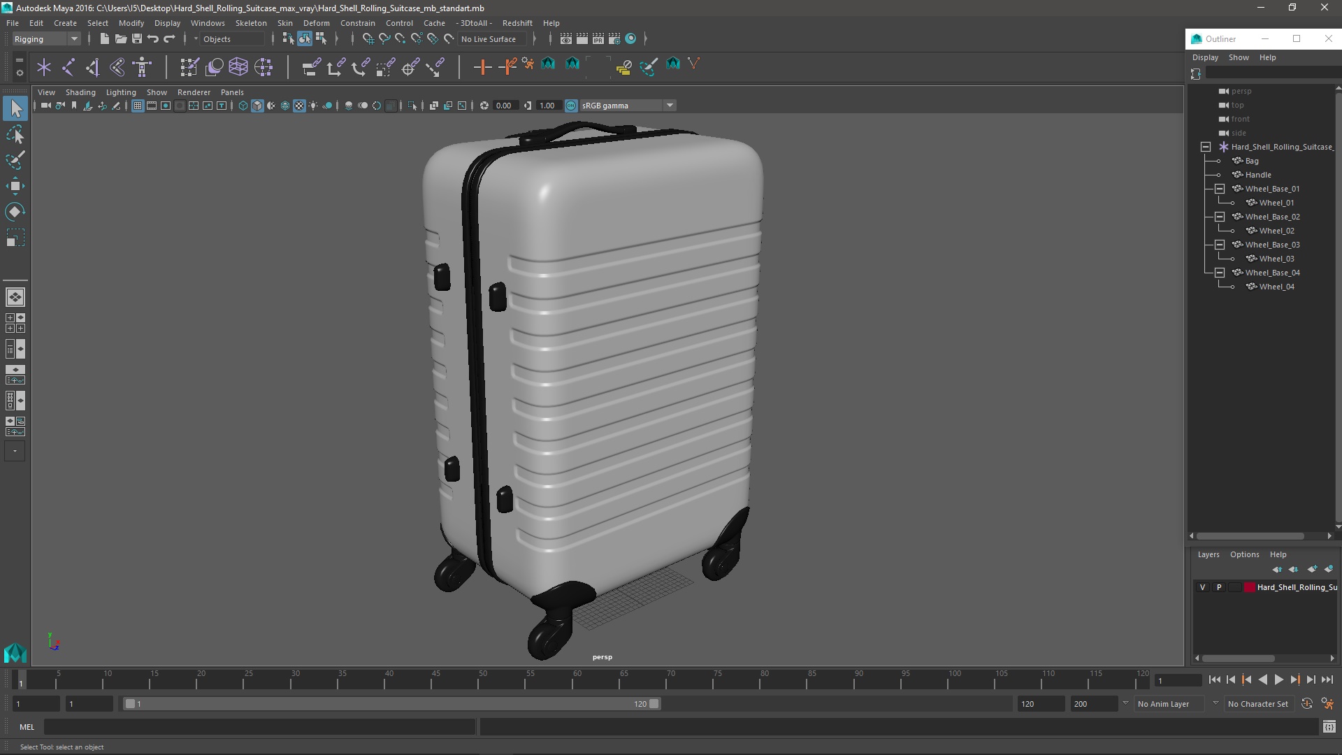 Hard Shell Rolling Suitcase 3D