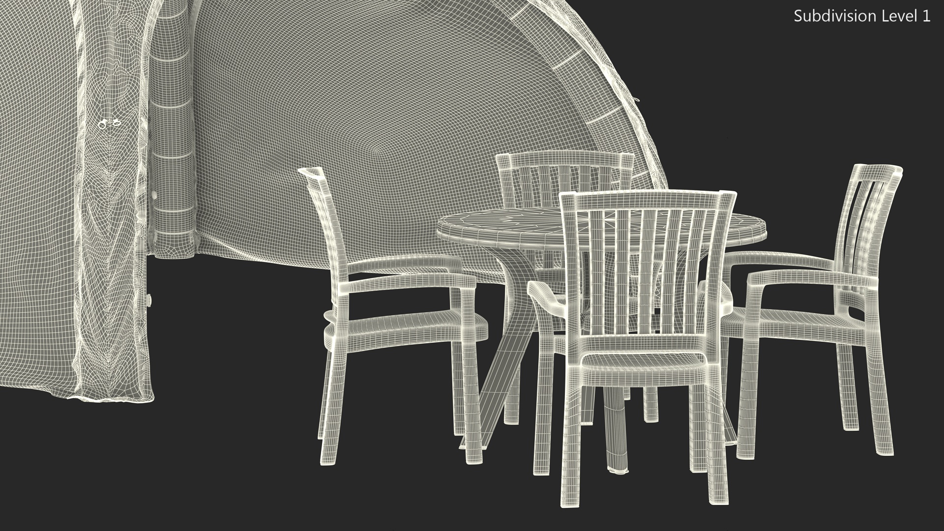 Inflatable Shelter with Plastic Table 3D