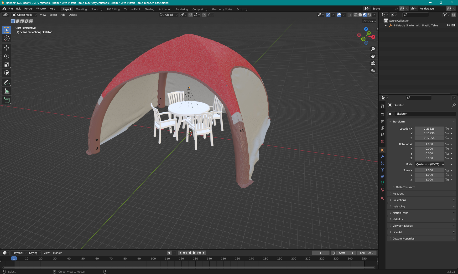 Inflatable Shelter with Plastic Table 3D