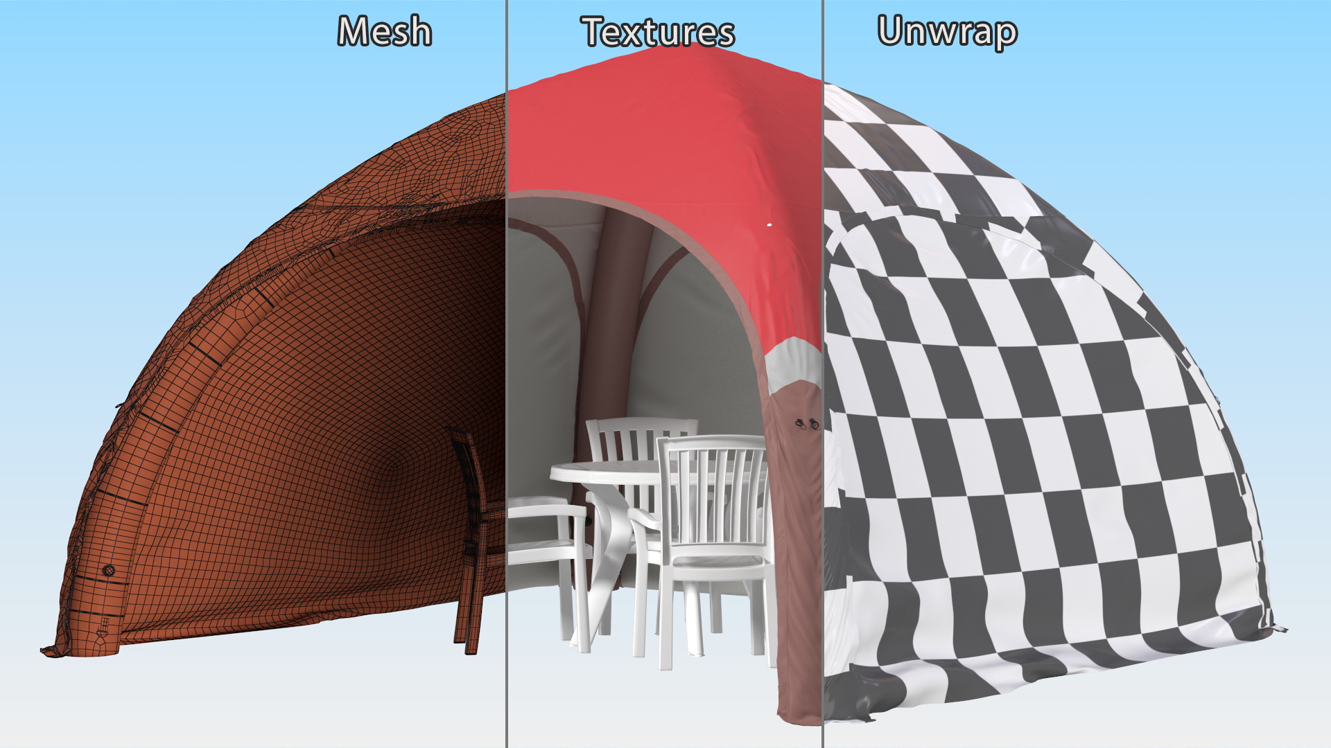 Inflatable Shelter with Plastic Table 3D