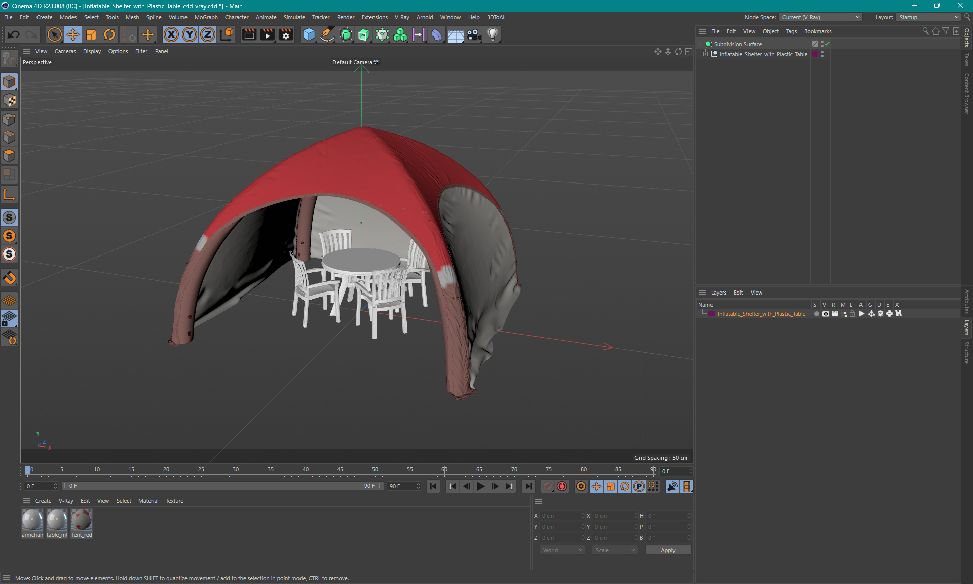Inflatable Shelter with Plastic Table 3D